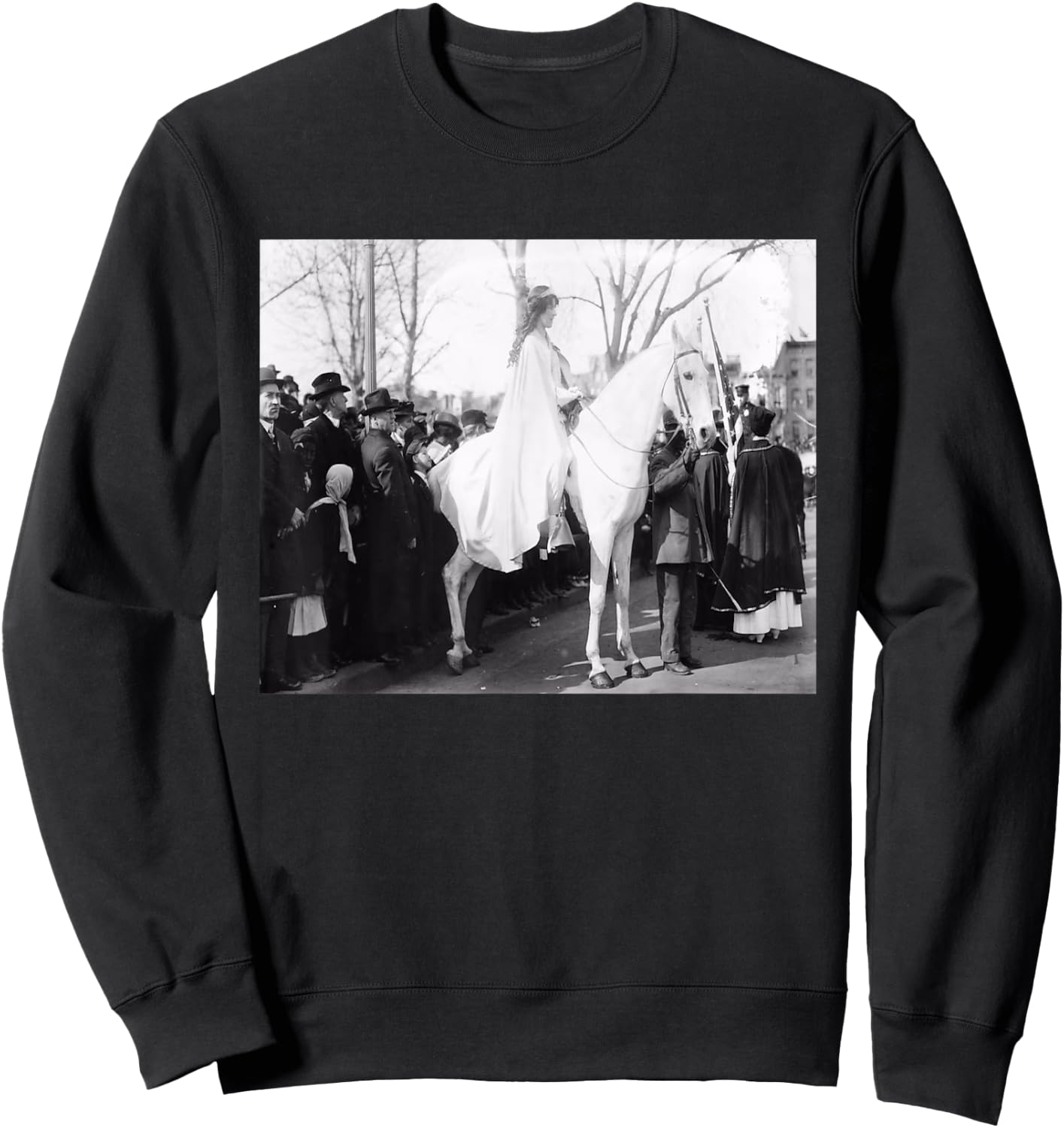 Suffragettes Protest On Horseback - Black, -Adults, Small, Short Sleeve, Regular Fit, Cotton, Women's History Sweatshirt - Sweatshirt | Black