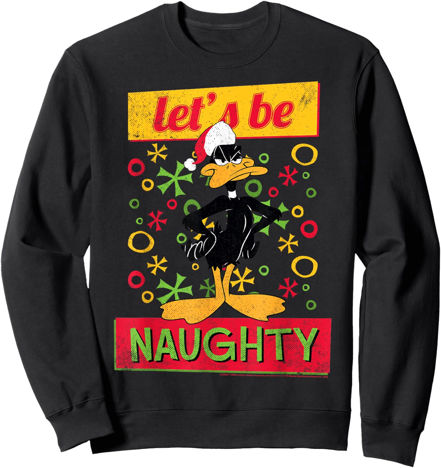 Looney Tunes Christmas Daffy Duck Let's Be Naughty Portrait Sweatshirt - Sweatshirt | Black
