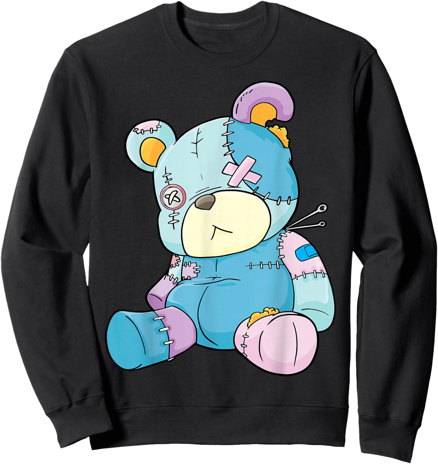 Pastel Gothic Teddy Bear Nu Goth Menhera Kawaii Anime Sweatshirt - Sweatshirt | Black