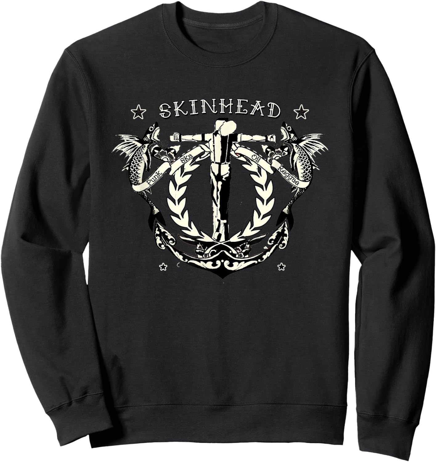 Tattoo Crucified Skinhead Shirt Punk Ska Oi Reggae Sweatshirt - Sweatshirt | Black