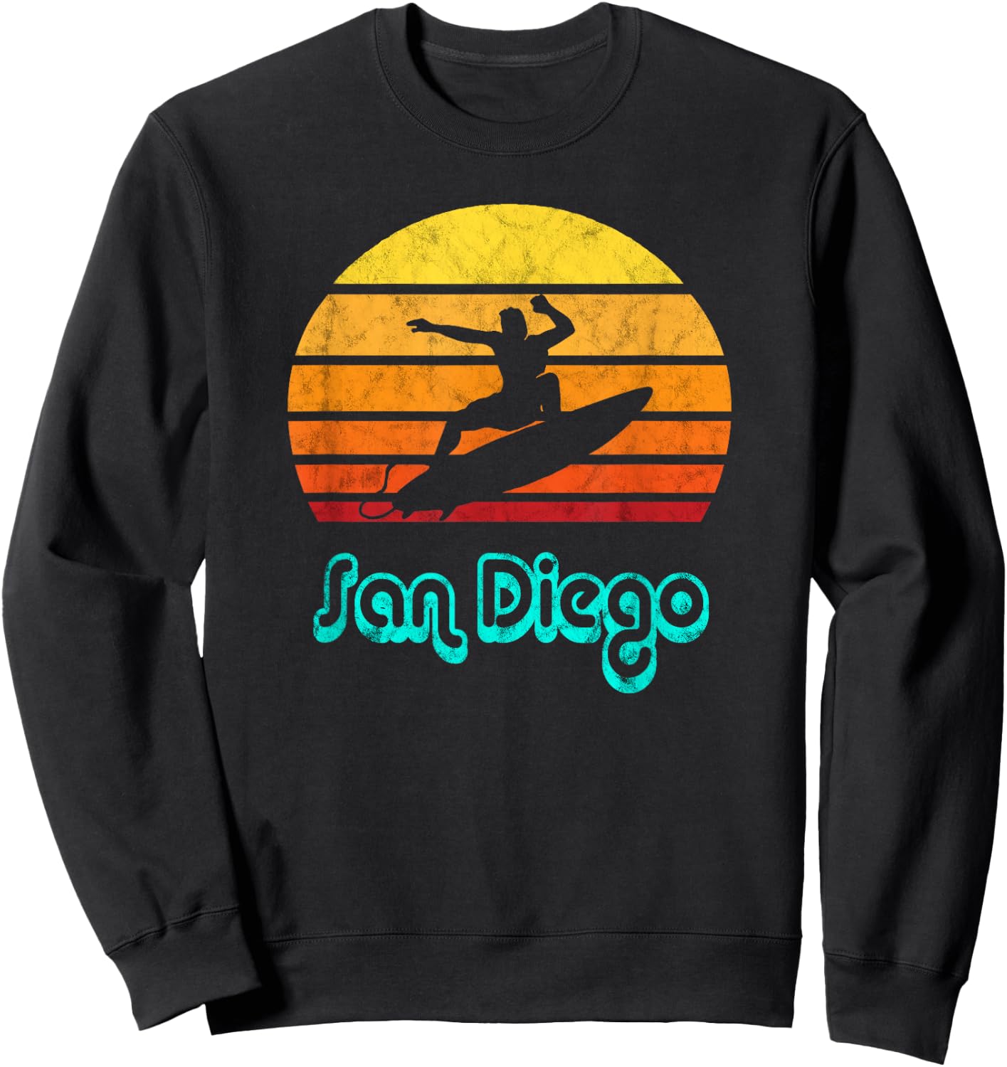 San Diego Souvenir Retro Surf Vintage California Gifts Sweatshirt - Sweatshirt | Black