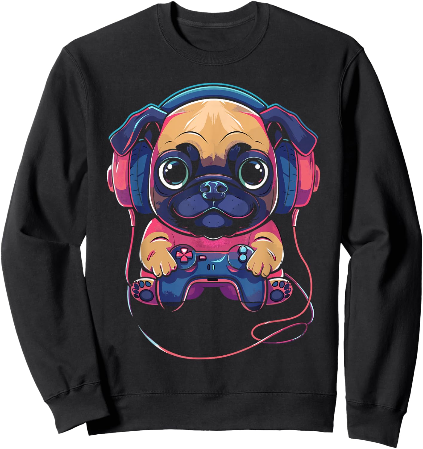 Gamer Pug Gaming Pugs Video Game Dog Lover For Boys Girls Sweatshirt - Sweatshirt | Black