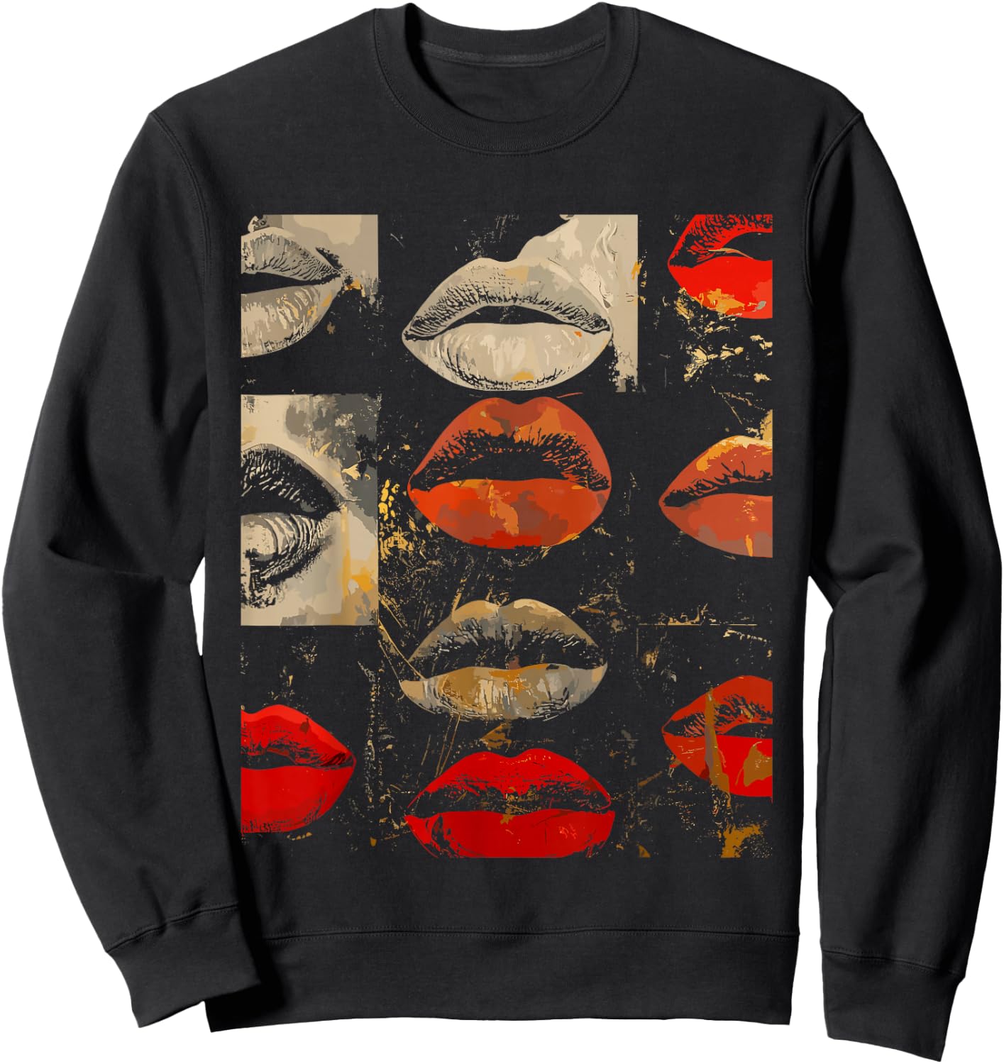 Beautiful Kissing Lips with Red Lipstick Men, Women, Girls Sweatshirt - Sweatshirt | Black