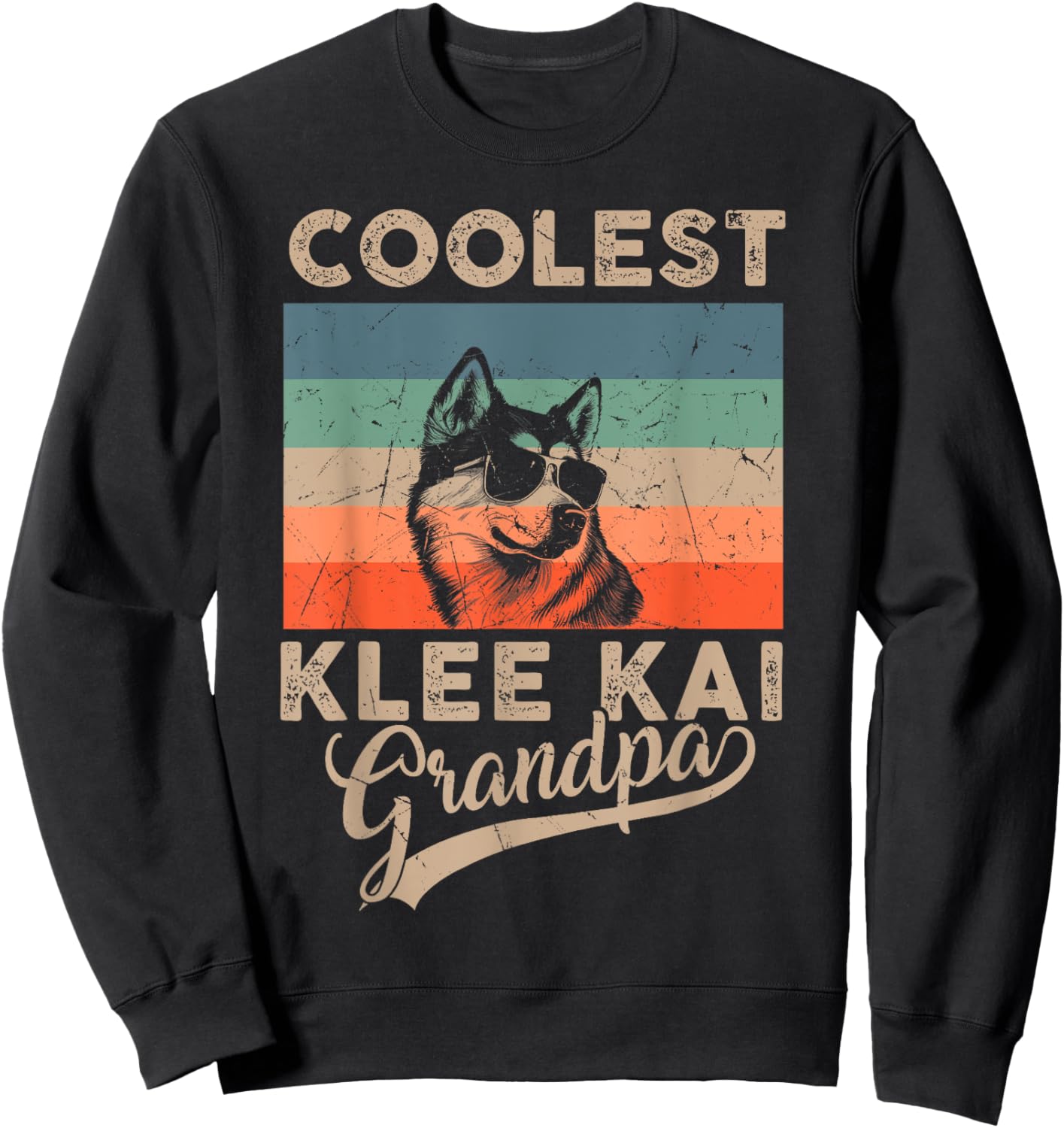 Coolest Klee Kai Grandpa Men Gifts Funny Dog Grandpa Retro Sweatshirt - Sweatshirt | Black