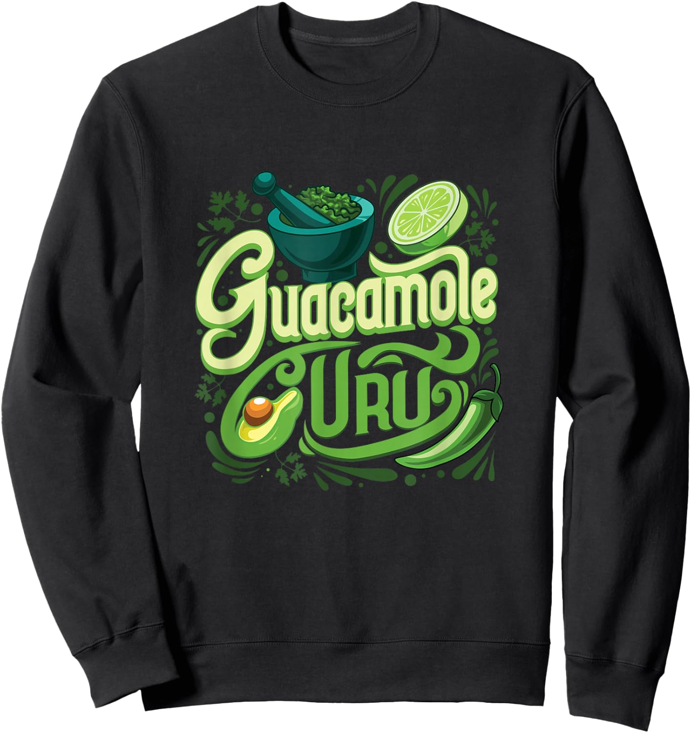 Guacamole Guru - Funny Avocado Lover & Game Night Host Sweatshirt - Sweatshirt | Black