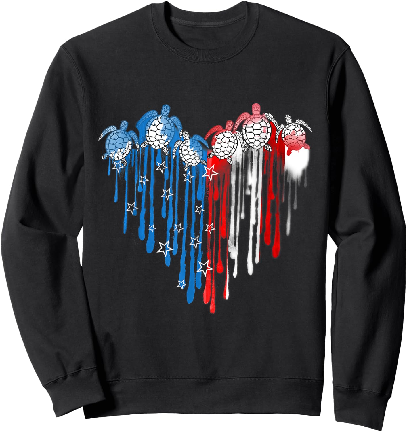 Turtles USA Flag Stars Stripes 4th of July Independence Day Sweatshirt - Sweatshirt | Black