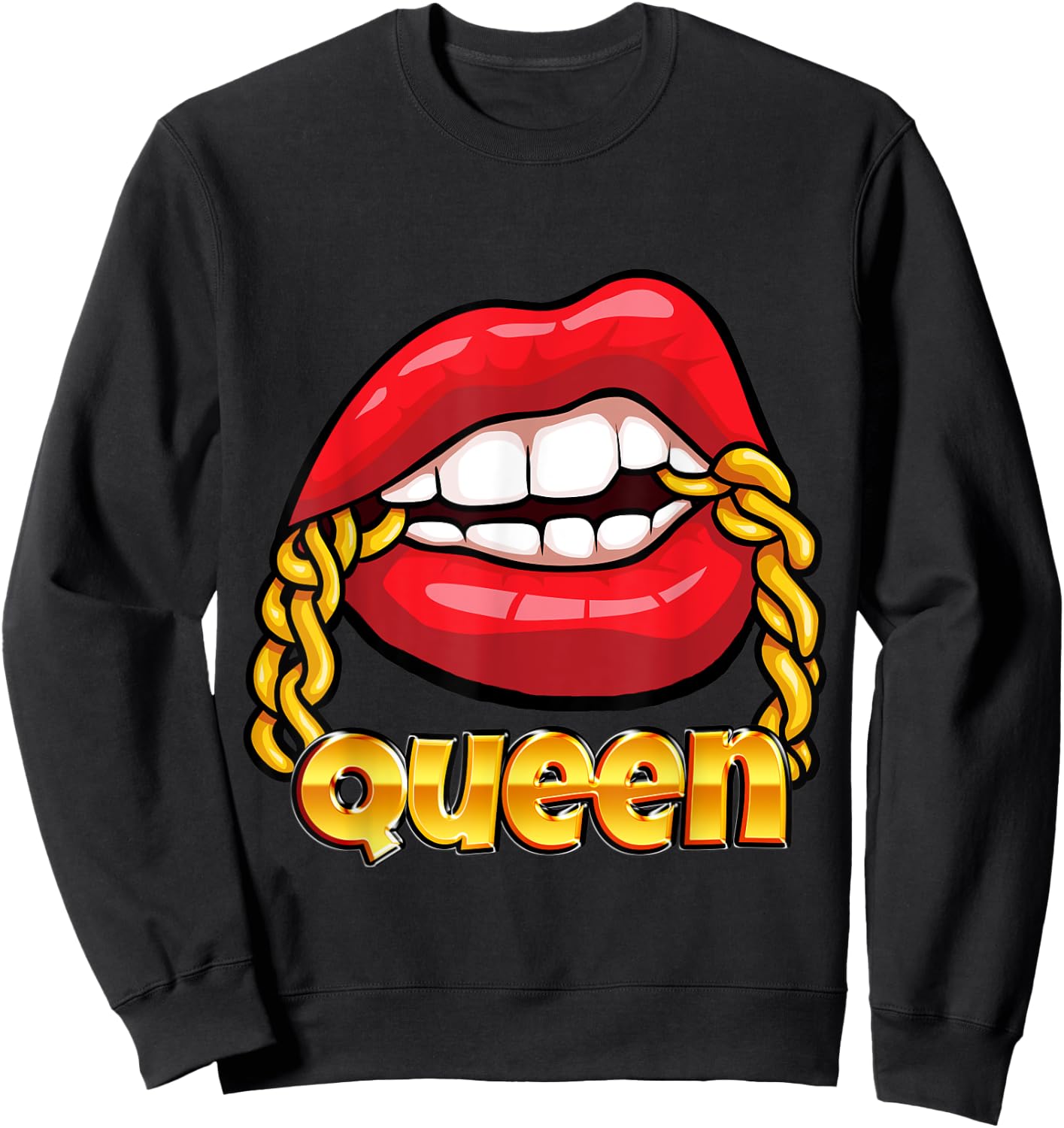 Juicy Lips Gold Chain Queen Sweatshirt - Sweatshirt | Black