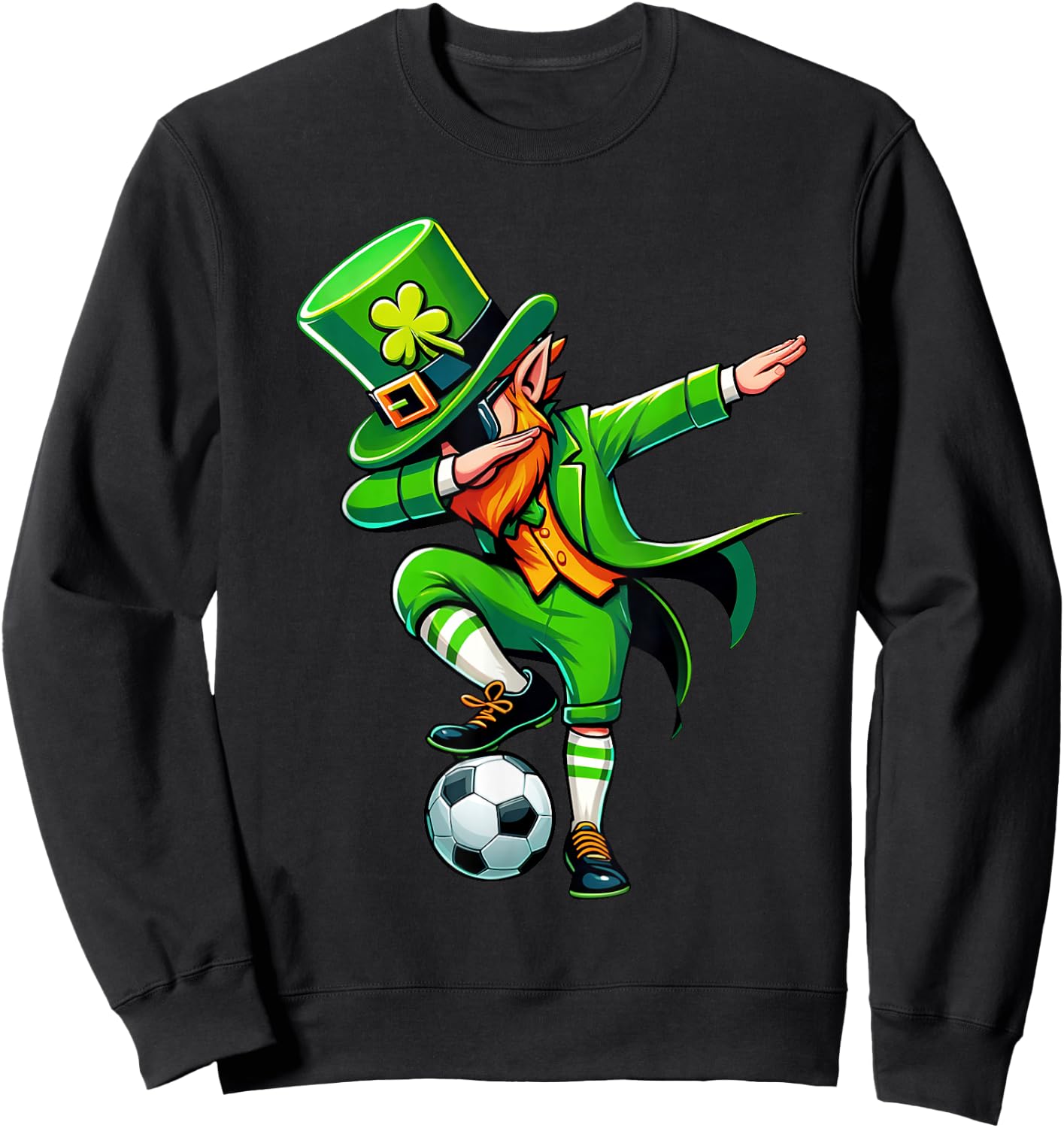 Leprechaun Playing Soccer St Patricks Day Sport Boys Sweatshirt - Sweatshirt | Black