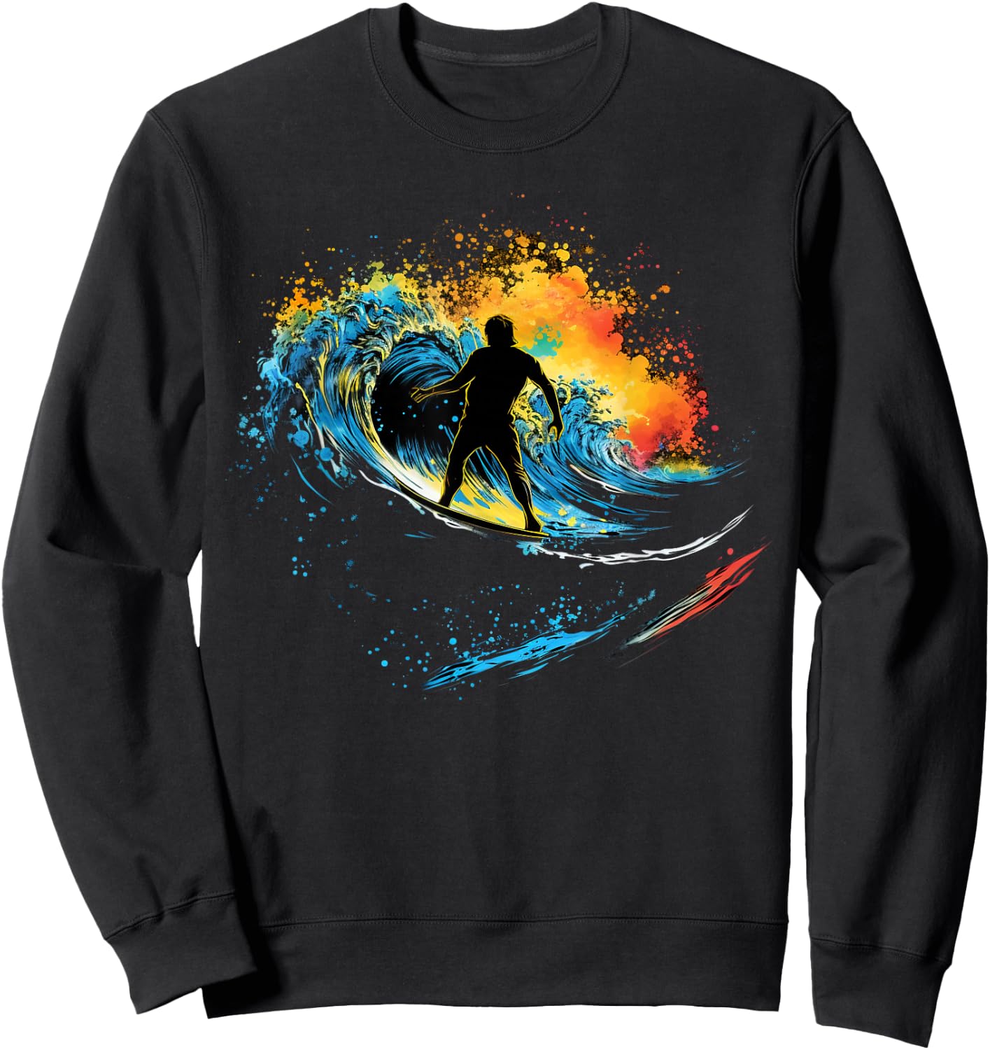 Cool Surfing Boys Graphic Men Surfer Sweatshirt - Sweatshirt | Black