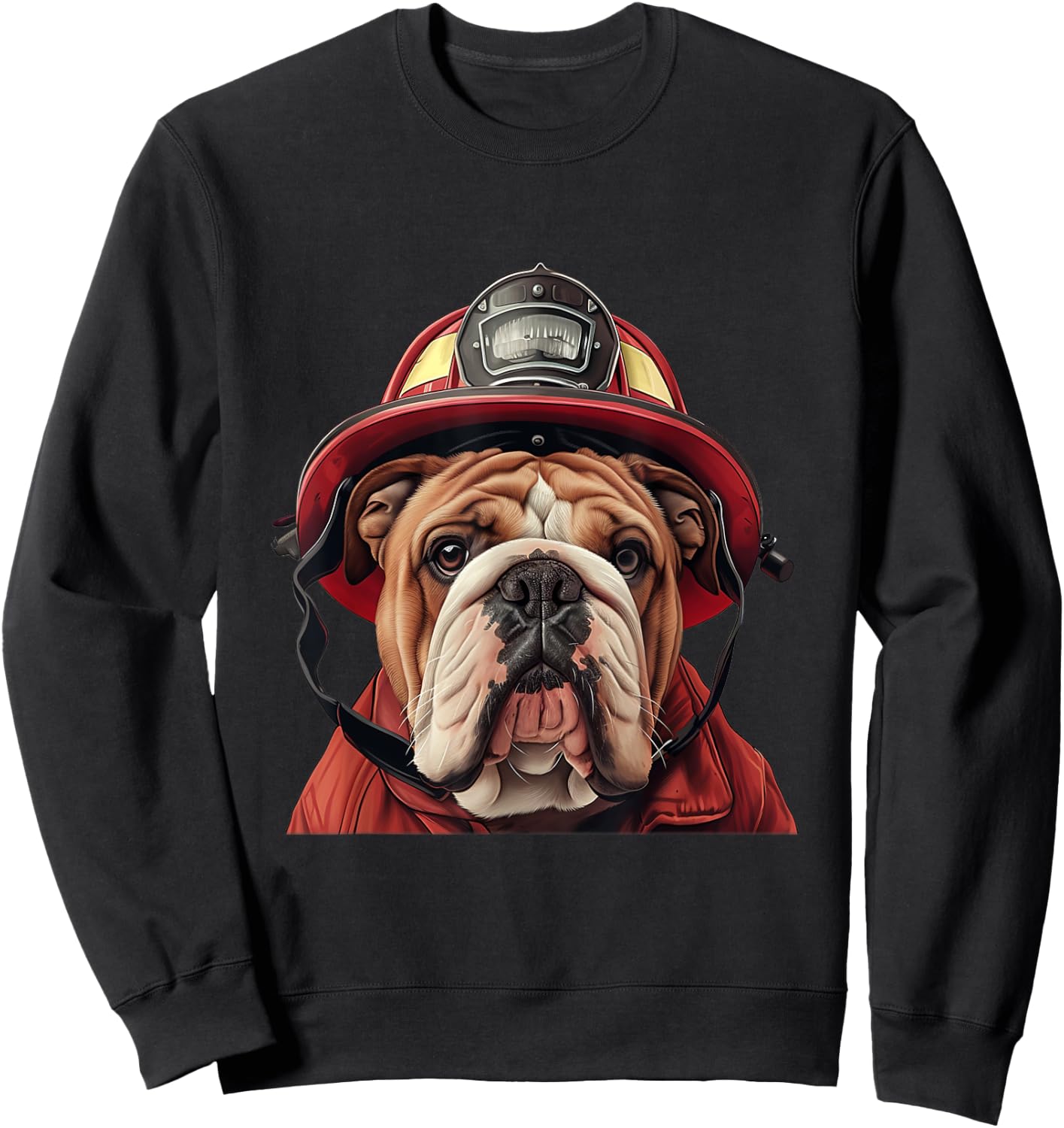 English Bulldog Firefighter Hat Firehouse Fireman Dog Sweatshirt - Sweatshirt | Black