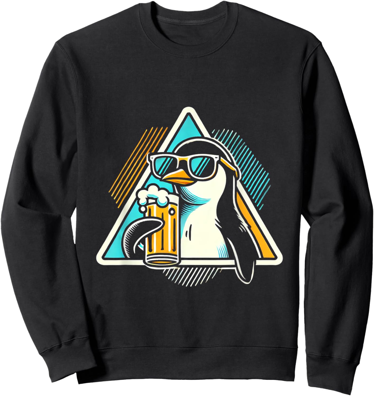 Beer Drinking Summer Holiday Sunglasses Penguin Women Sweatshirt - Sweatshirt | Black