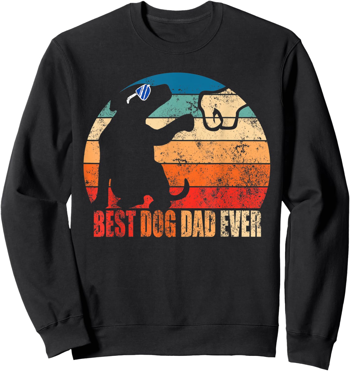 Best Dog Dad Ever Fist Bump Retro Daddy Gift Son Daughter Men Women Kids Sweatshirt - Sweatshirt | Black