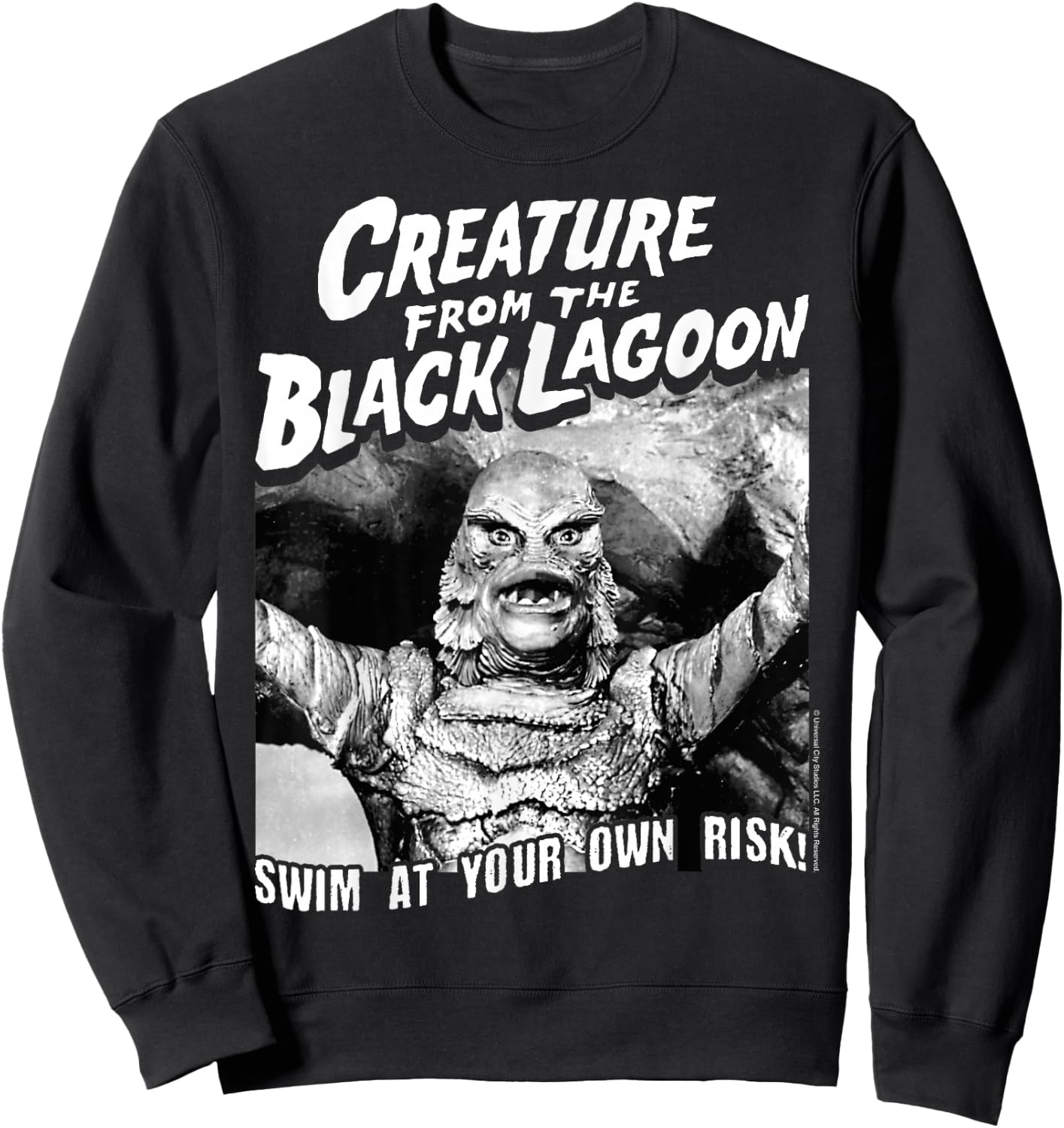 Universal Monsters Black Lagoon Swim At Your Own Risk Sweatshirt - Sweatshirt | Black