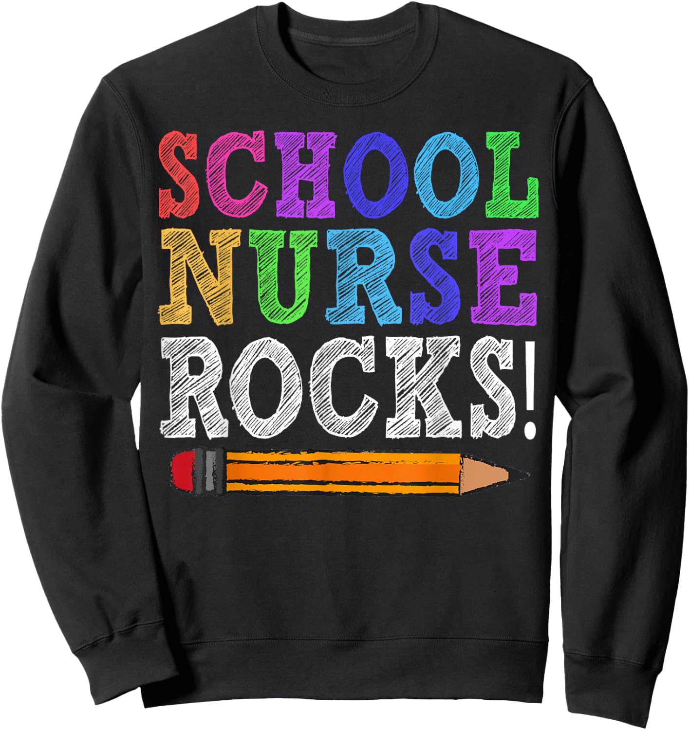 School Nurse Rocks Teacher Funny Back To School Women Girls Kids Sweatshirt - Sweatshirt | Black