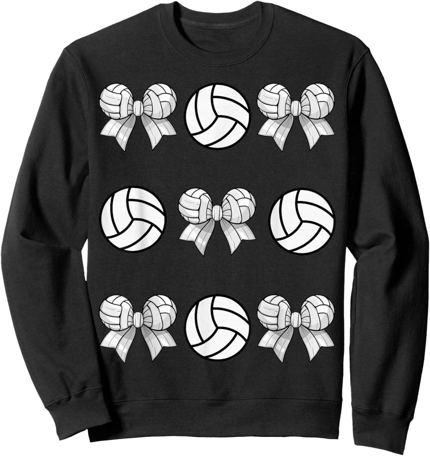 Volleyball Coquette Bow Volleyball Girls And Boys Aesthetic Sweatshirt - Sweatshirt | Black
