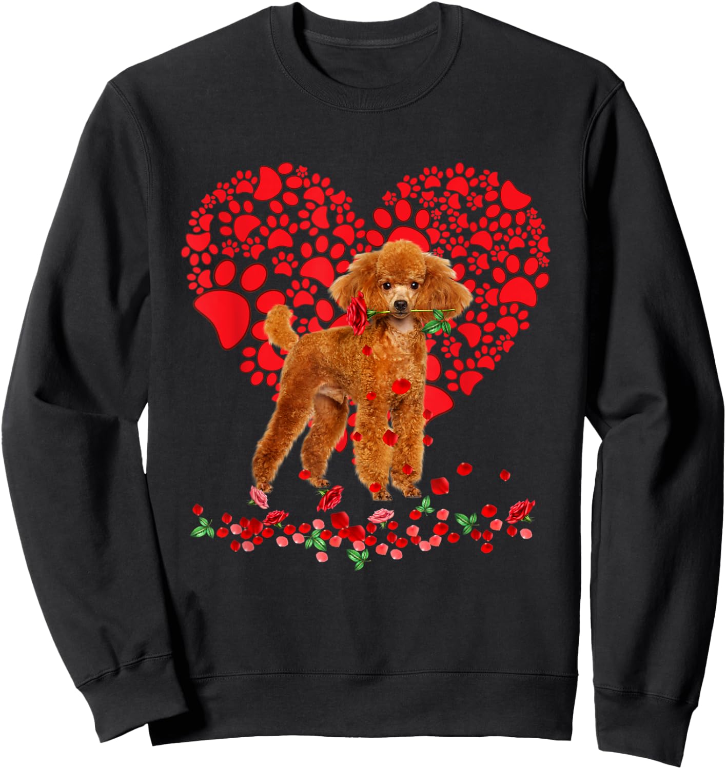 Valentines Poodle Heart Dog Dad Dog Mom Gifts Sweatshirt - Sweatshirt | Black