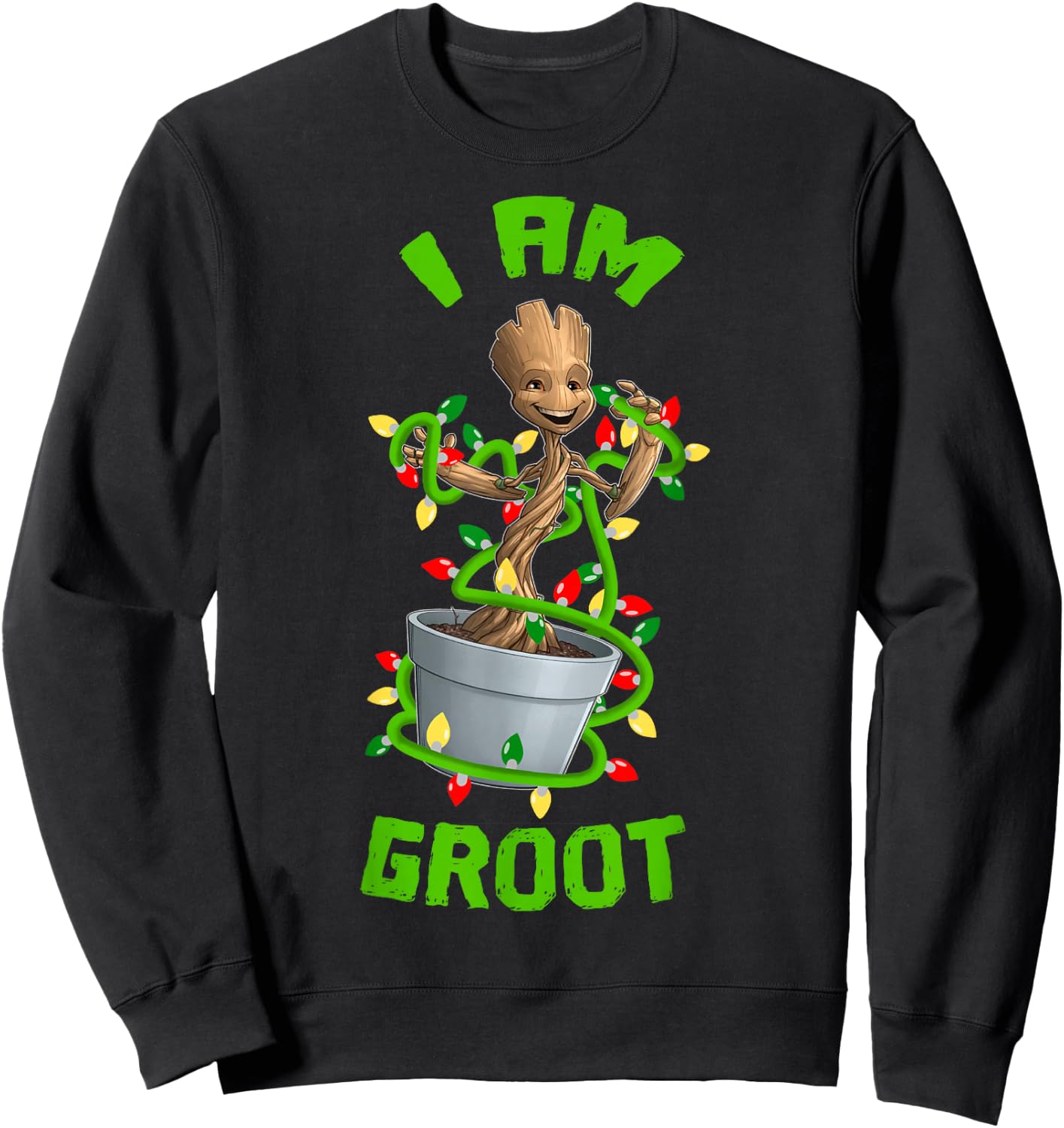 Marvel Christmas I Am Groot Cartoon Sweatshirt - Sweatshirt | Black