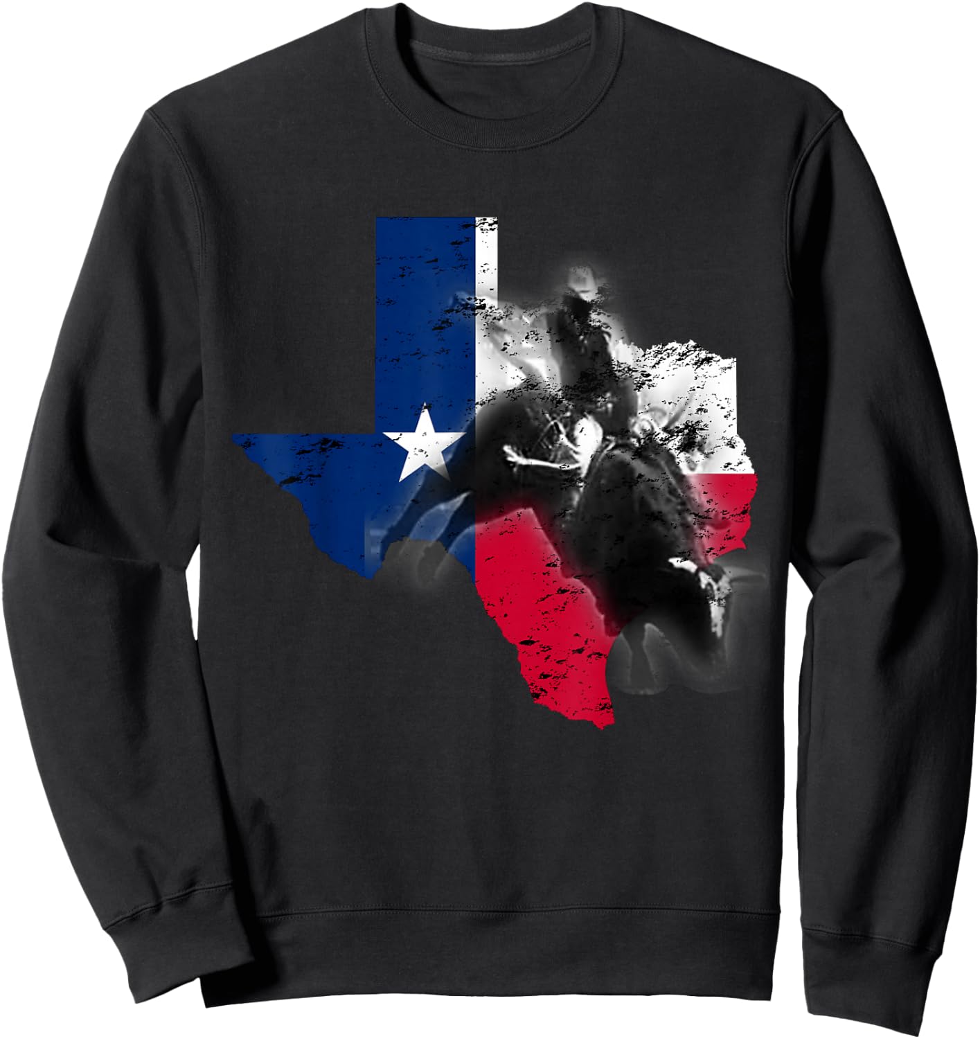 Bull-Riding Texas Ranch Rider Cowboy Texan Lone Star Sweatshirt - Sweatshirt | Black