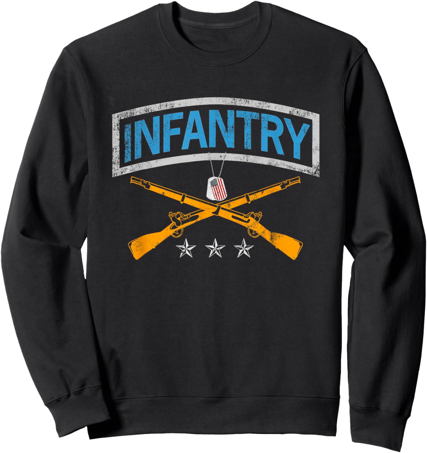 US Flag Infantry Veteran Fort Benning University Vintage Men Sweatshirt - Sweatshirt | Black