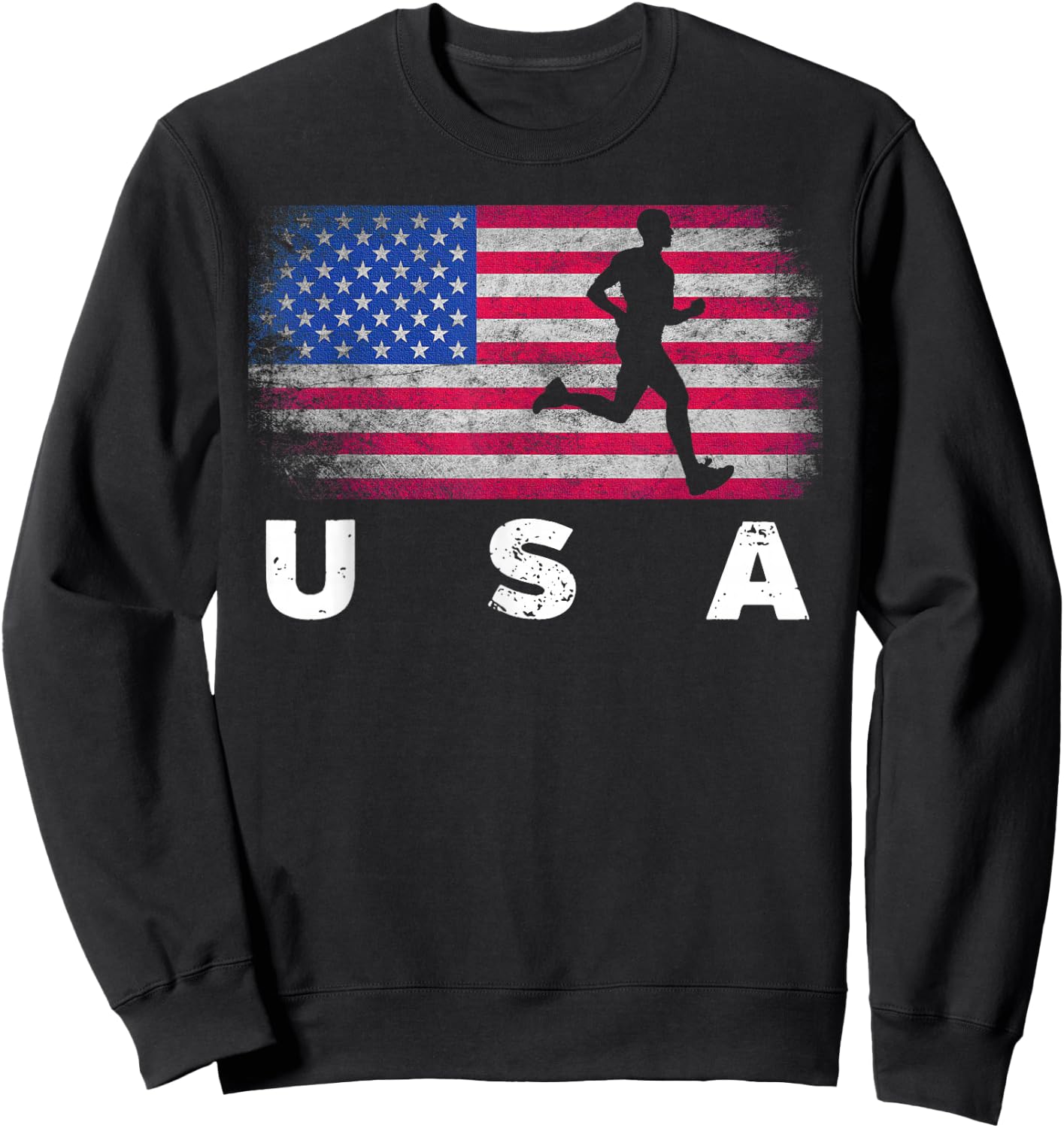 American Flag Track & Field - Cute Field Running Gift Kids Men Sweatshirt - Sweatshirt | Black