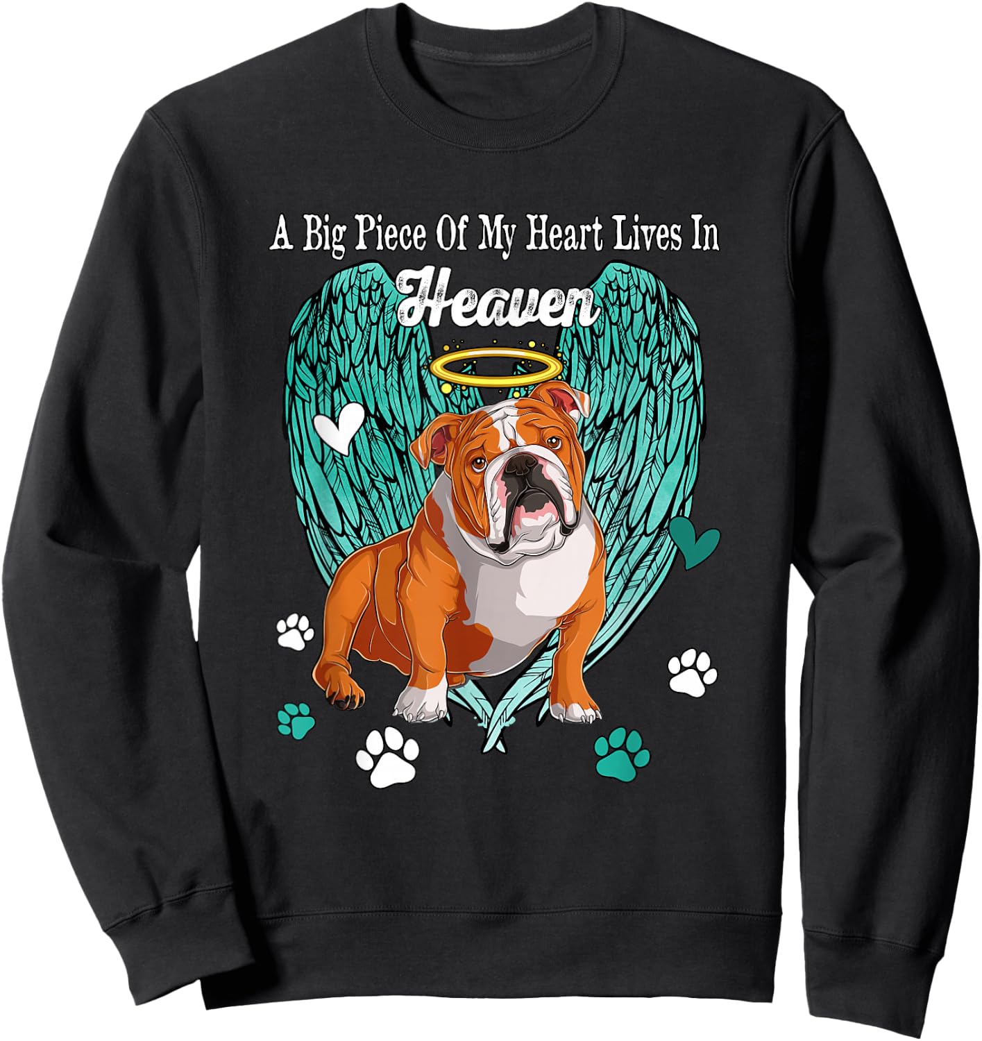 Heart Lives In Heaven Costume English Bulldog Memories Owner Sweatshirt - Sweatshirt | Black