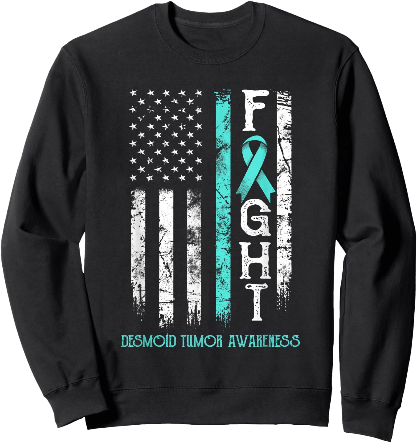 Desmoid Tumor Warrior US Flag Sweatshirt - Sweatshirt | Black