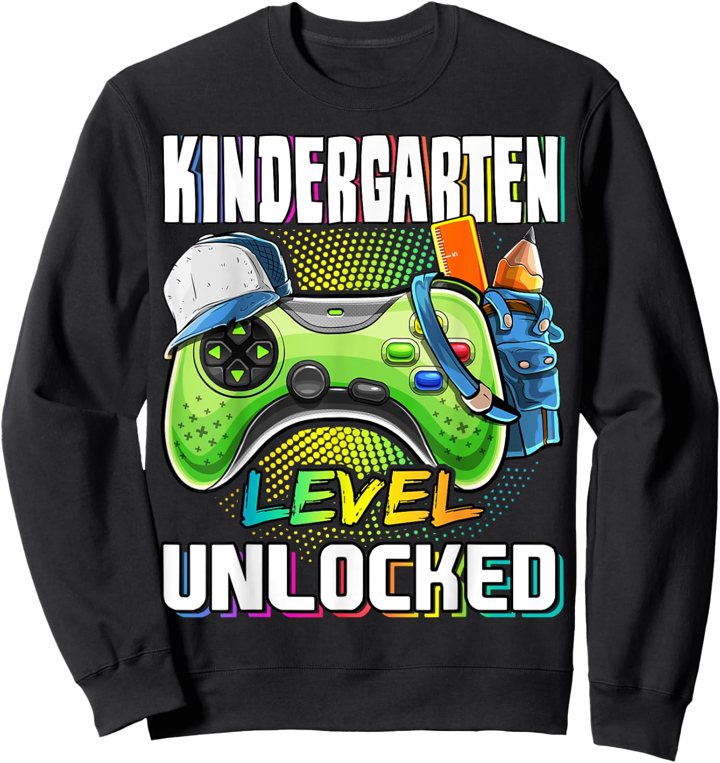 Kindergarten Level Unlocked Video Game Back to School Boys Sweatshirt - Sweatshirt | Black