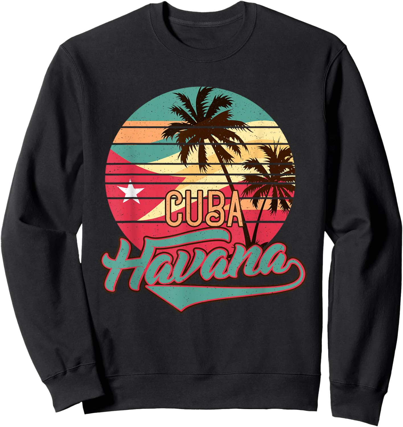 Retro Havana Cuba Vintage Caribbean Cuban Souvenir Small Sweatshirt - Sweatshirt | Black
