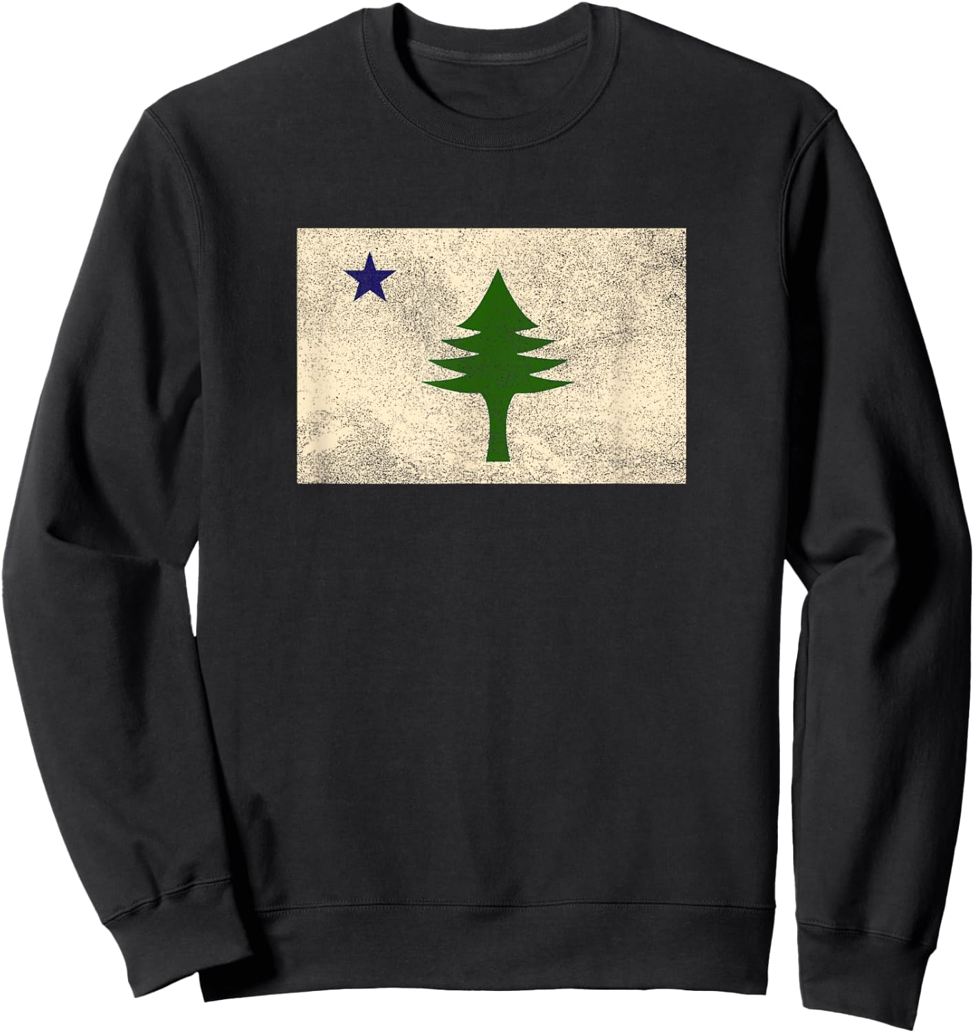 Old Maine State Flag Pine Tree 1901 Dirigo Vintage Retro Sweatshirt - Sweatshirt | Black