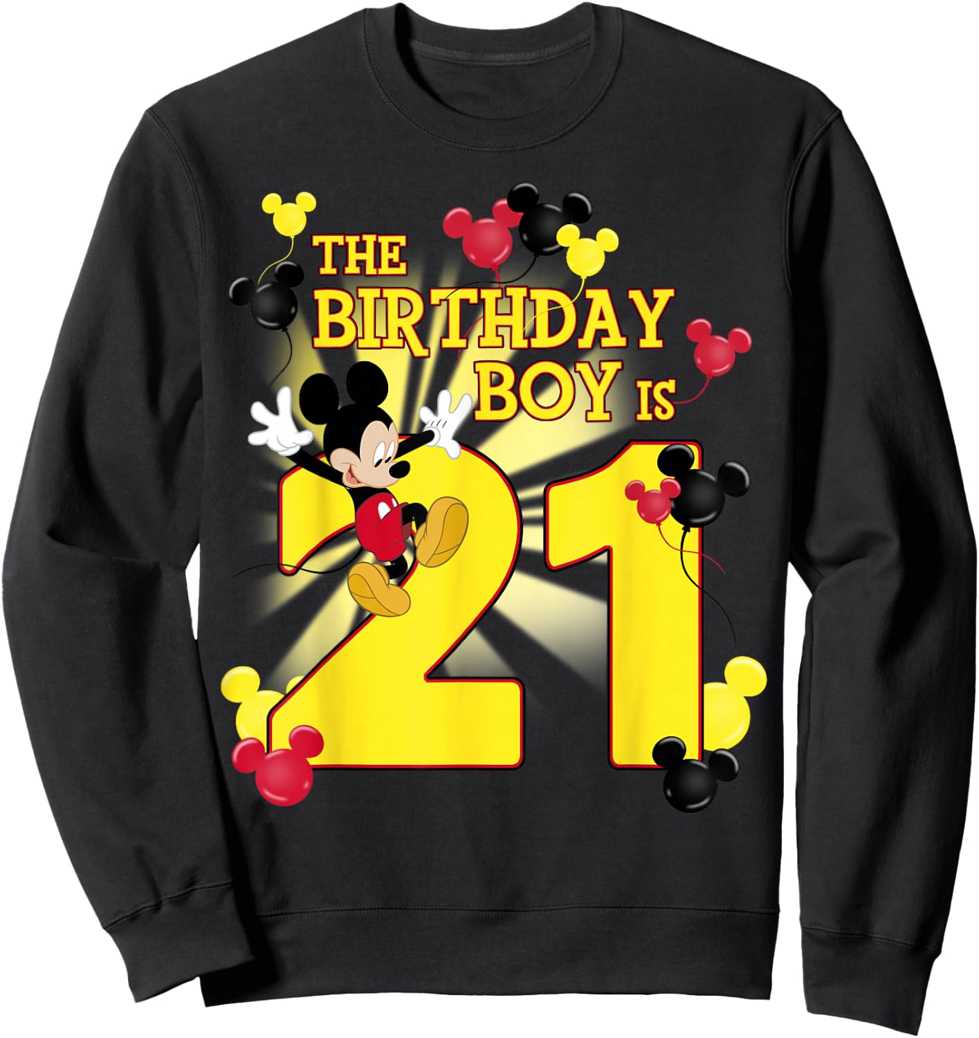 Disney Mickey And Friends Mickey 21st Birthday Boy Sweatshirt - Sweatshirt | Black