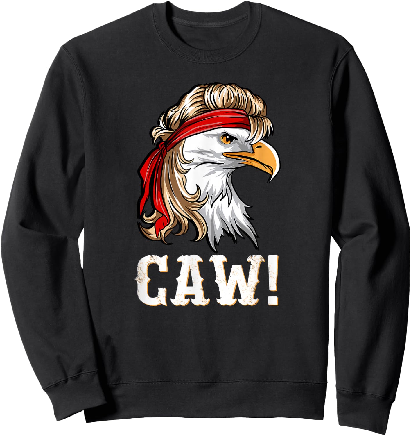 Funny Patriotic Eagle Caw 4th of July American Flag USA Kids Men Sweatshirt - Sweatshirt | Black