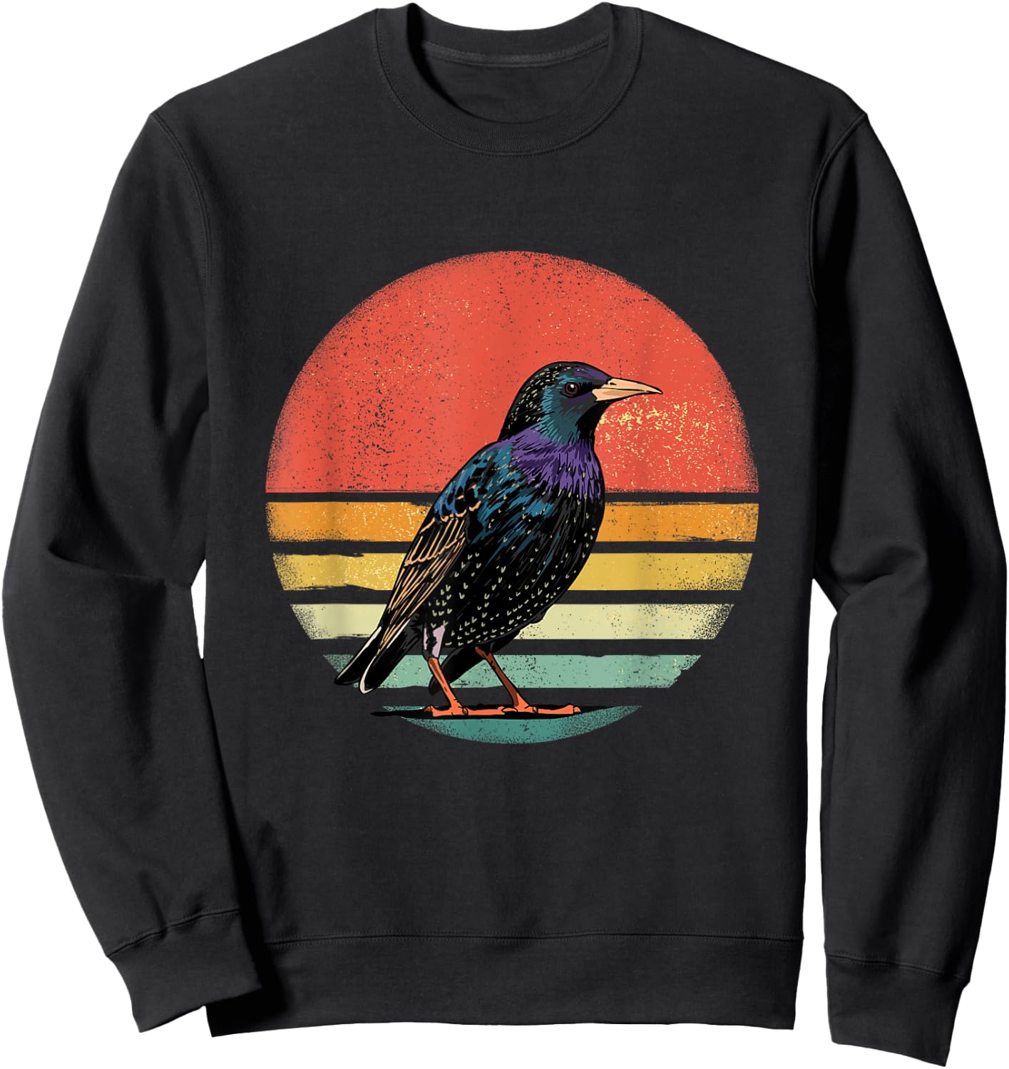 Retro Vintage Starling Nature Starling Bird Watcher Sweatshirt - Sweatshirt | Black