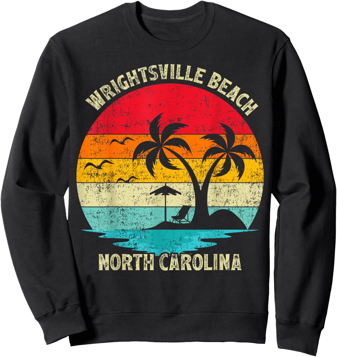 Vintage Summer Vacation North Carolina Wrightsville Beach Women Kids Sweatshirt - Sweatshirt | Black