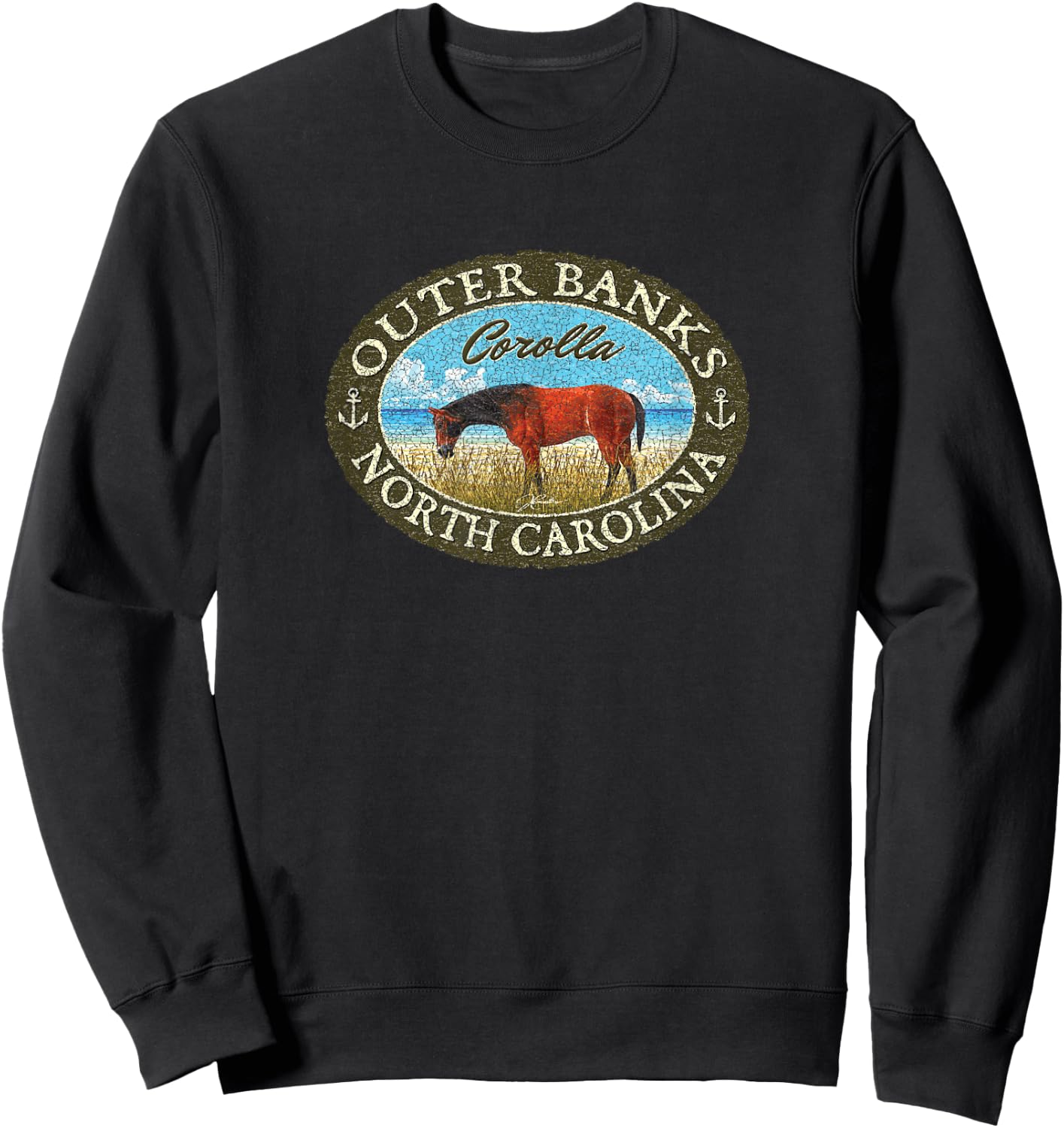 JCombs: Corolla, Outer Banks, NC, with Corolla Wild Horse Sweatshirt - Sweatshirt | Black