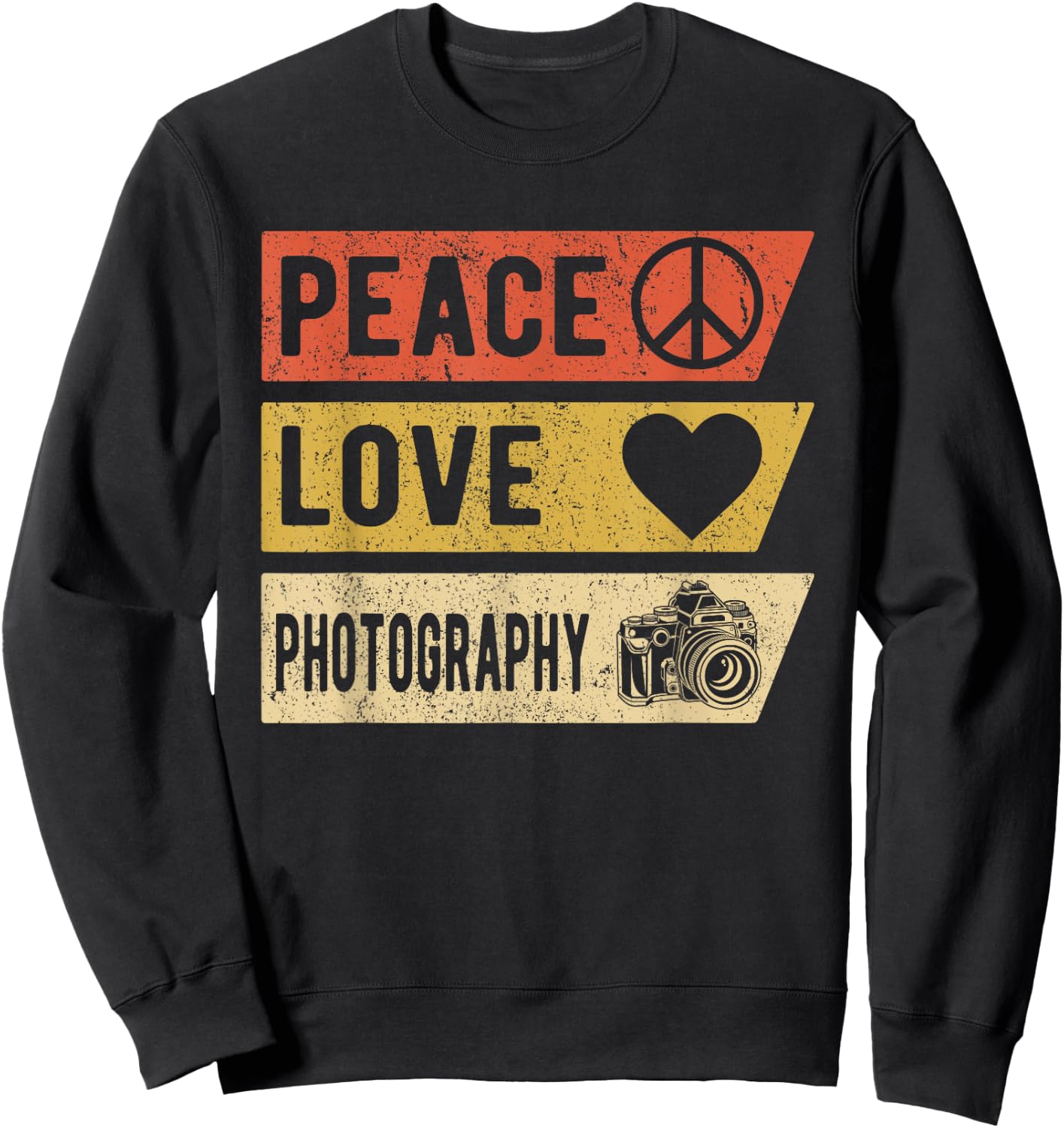 Vintage Peace Love Photography Gifts Sweatshirt - Sweatshirt | Black