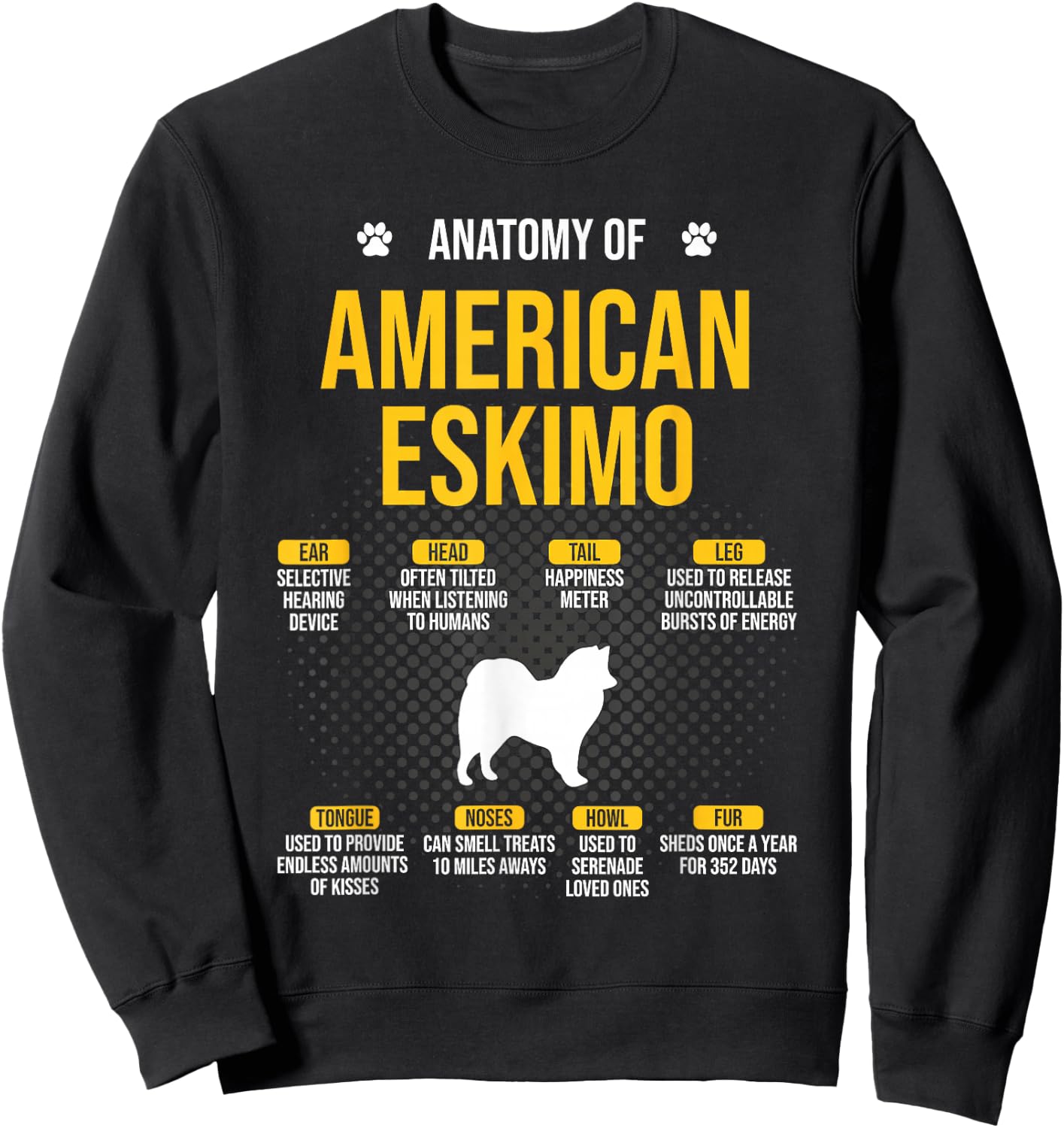 Anatomy Of American Eskimo Dog Lover Sweatshirt - Sweatshirt | Black