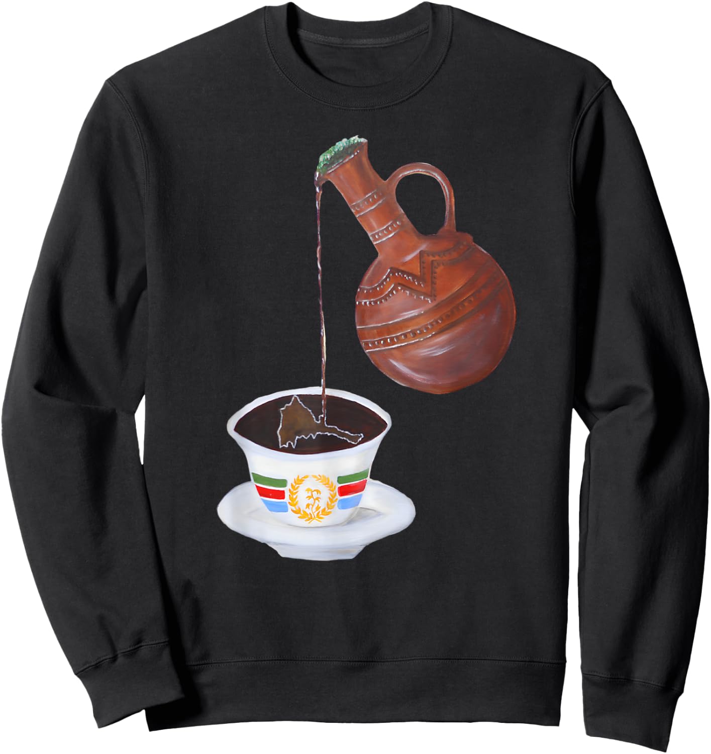 Eritrean Habesha Best Design Eritrean Flag Jebena Coffe Sweatshirt - Sweatshirt | Black
