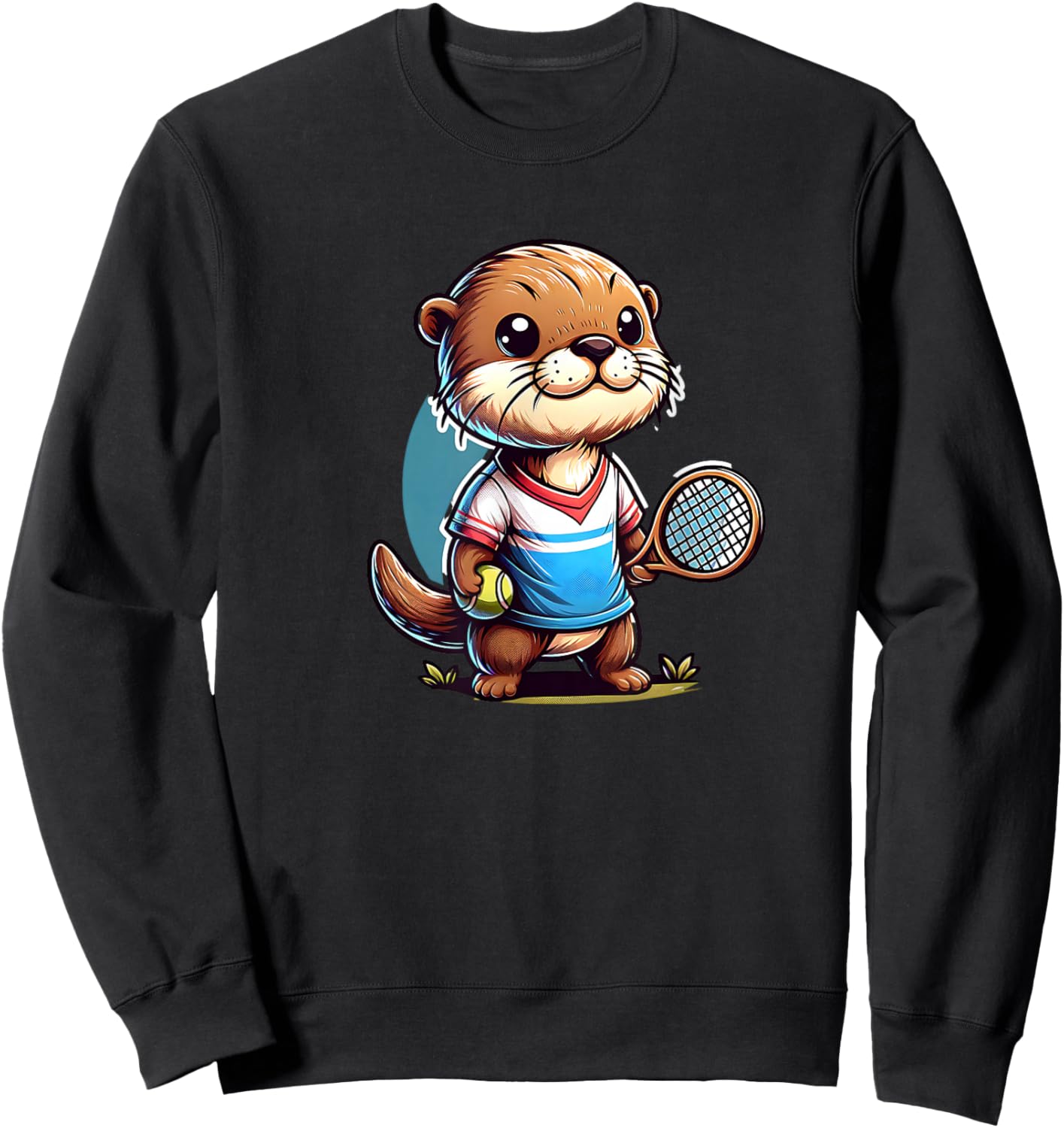 Otter Playing Tennis Tenniscourt Sweatshirt - Sweatshirt | Black