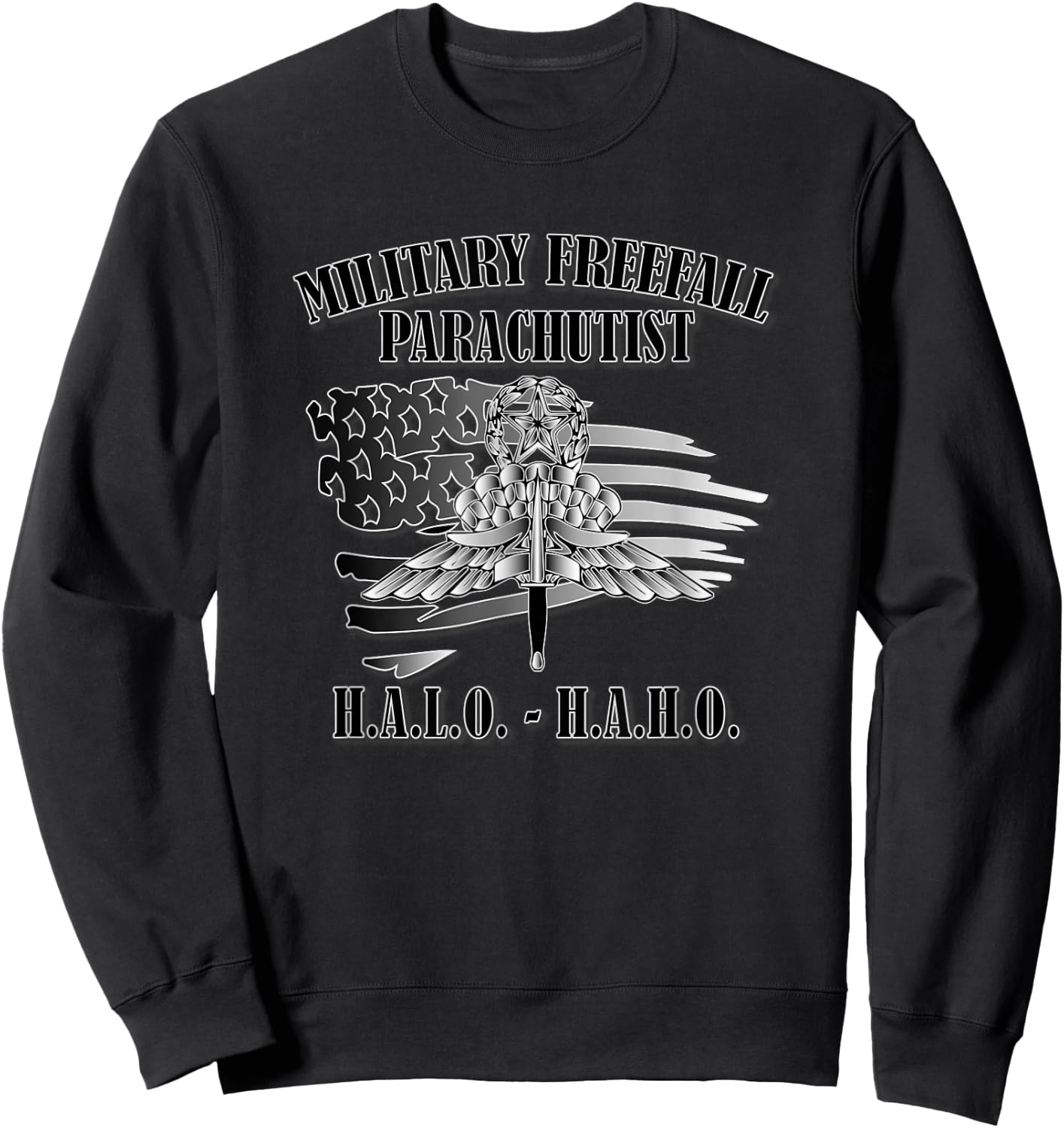 Military Freefall Parachutist (Front Design) Sweatshirt - Sweatshirt | Black