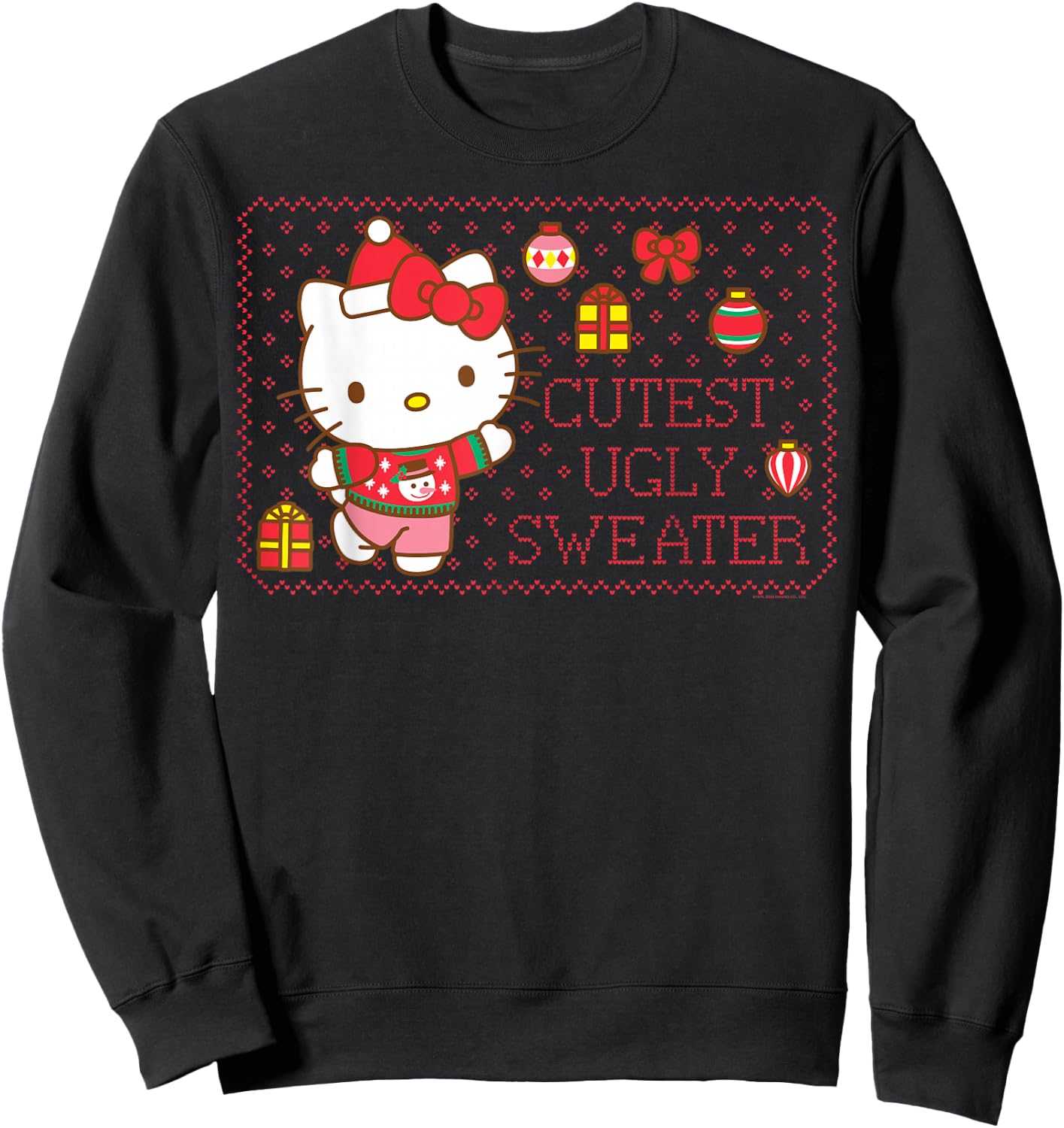 Hello Kitty Cutest Ugly Christmas Sweater Sweatshirt - Sweatshirt | Black