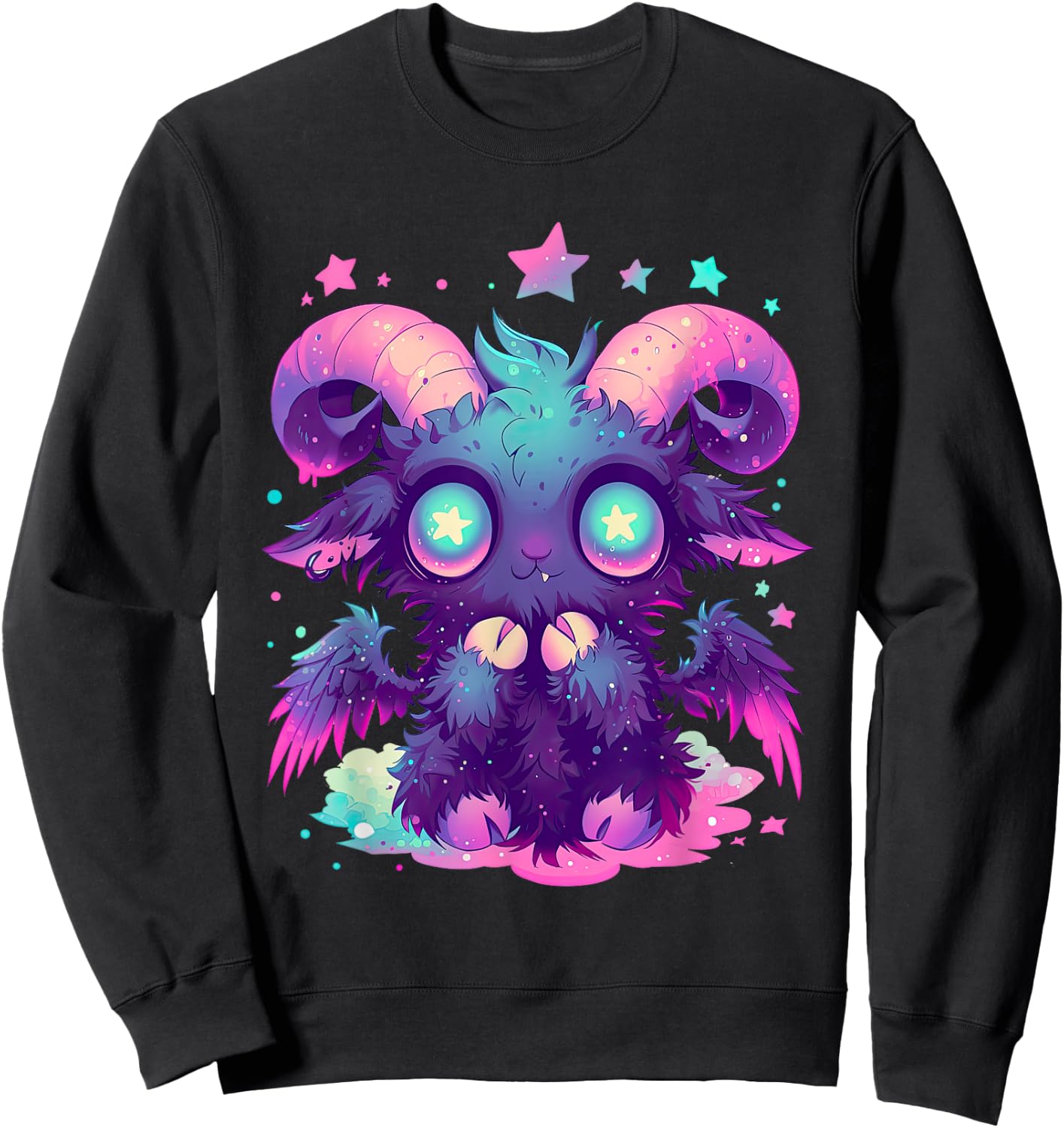 Kawaii Pastel Goth Creepy Cute Witchy Goat Baphomet Sweatshirt - Sweatshirt | Black