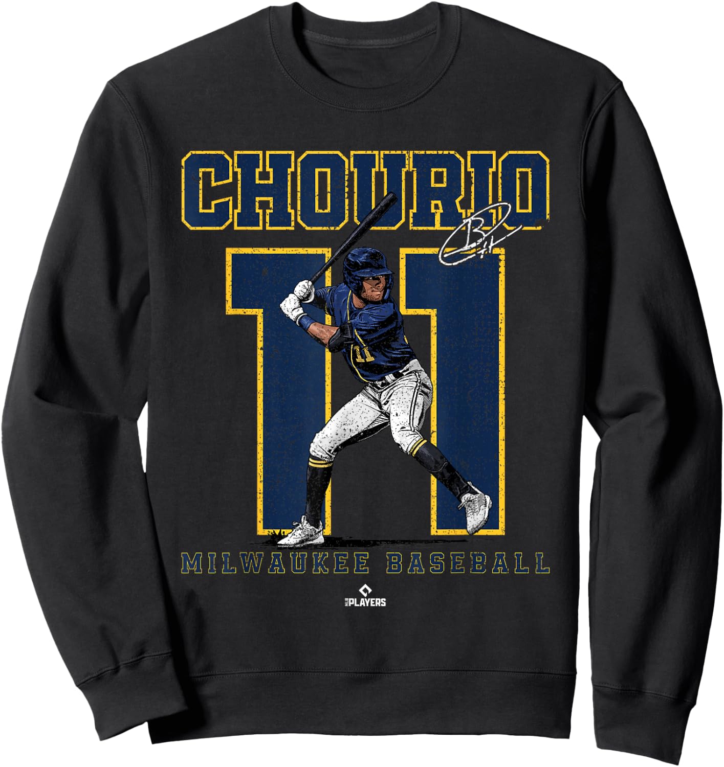 Number and Portrait Jackson Chourio Milwaukee MLBPA Sweatshirt - Sweatshirt | Black