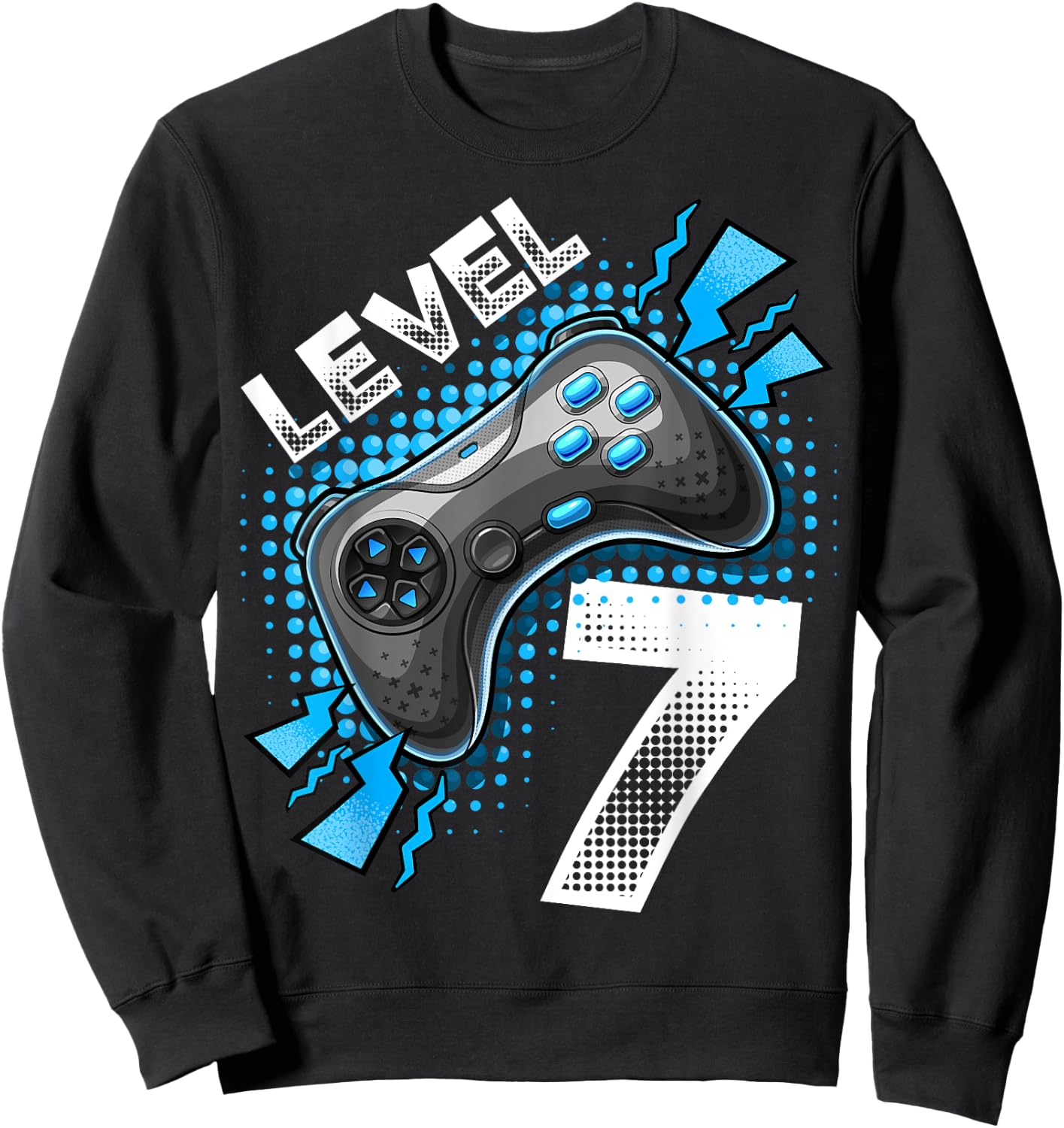 Level 7 Video Game Controller 7th Birthday Gamer Gift Boys Sweatshirt - Sweatshirt | Black