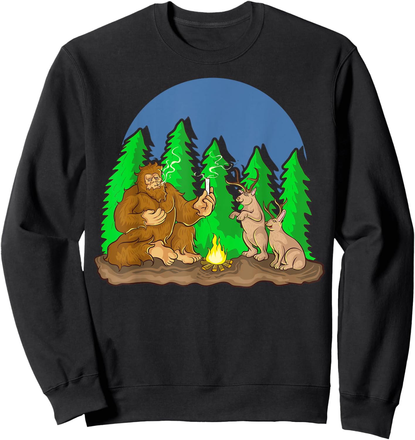 Pot Smoking Bigfoot Jackalope Cryptozoology Shirt Gift Sweatshirt - Sweatshirt | Black