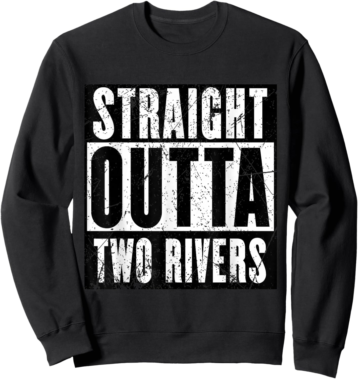 Red Sigil Wheel of Time Straight Outta Two Rivers Distressed Black Small Sweatshirt - Sweatshirt | Black