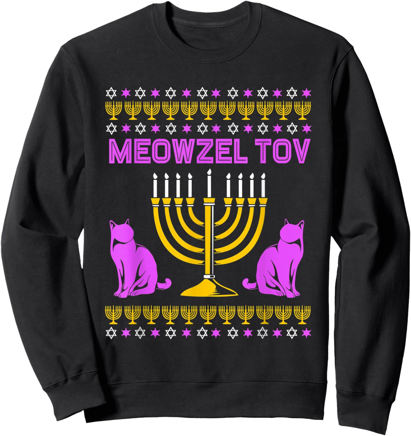 Hanukkah Cat Menorahs For Chanukah Meowzel Tov Sweatshirt - Sweatshirt | Black