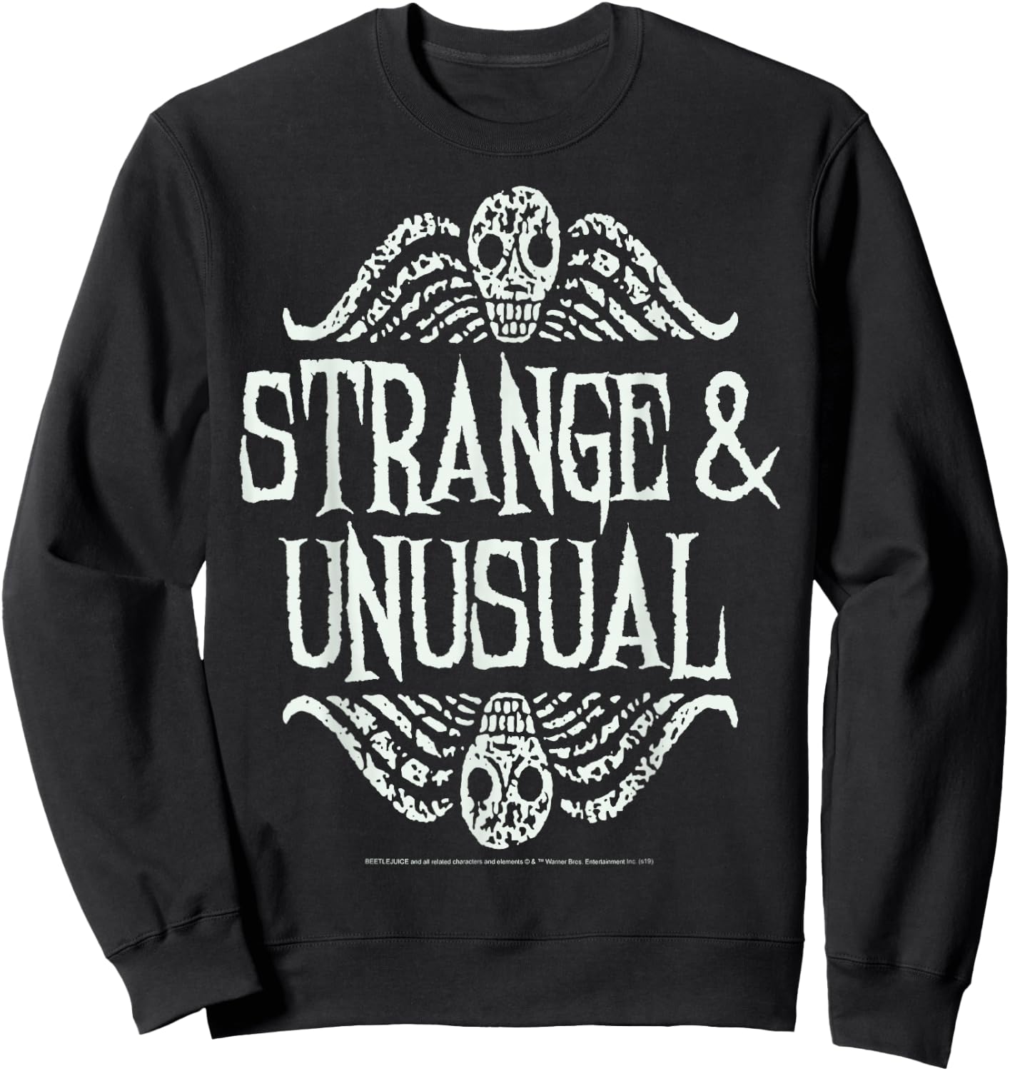 Beetlejuice Strange & Unusual Distressed Skulls Sweatshirt - Sweatshirt | Black