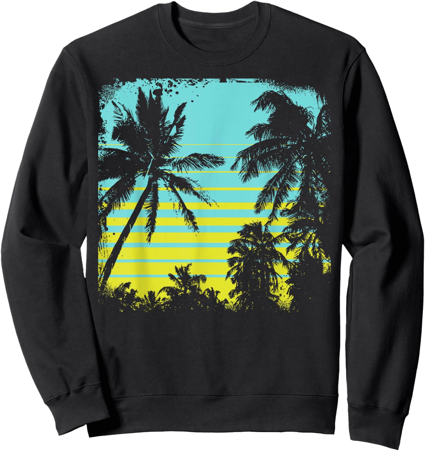 Palm Tree Silhouette Tree design, Vintage Graphic gift Sweatshirt - Sweatshirt | Black