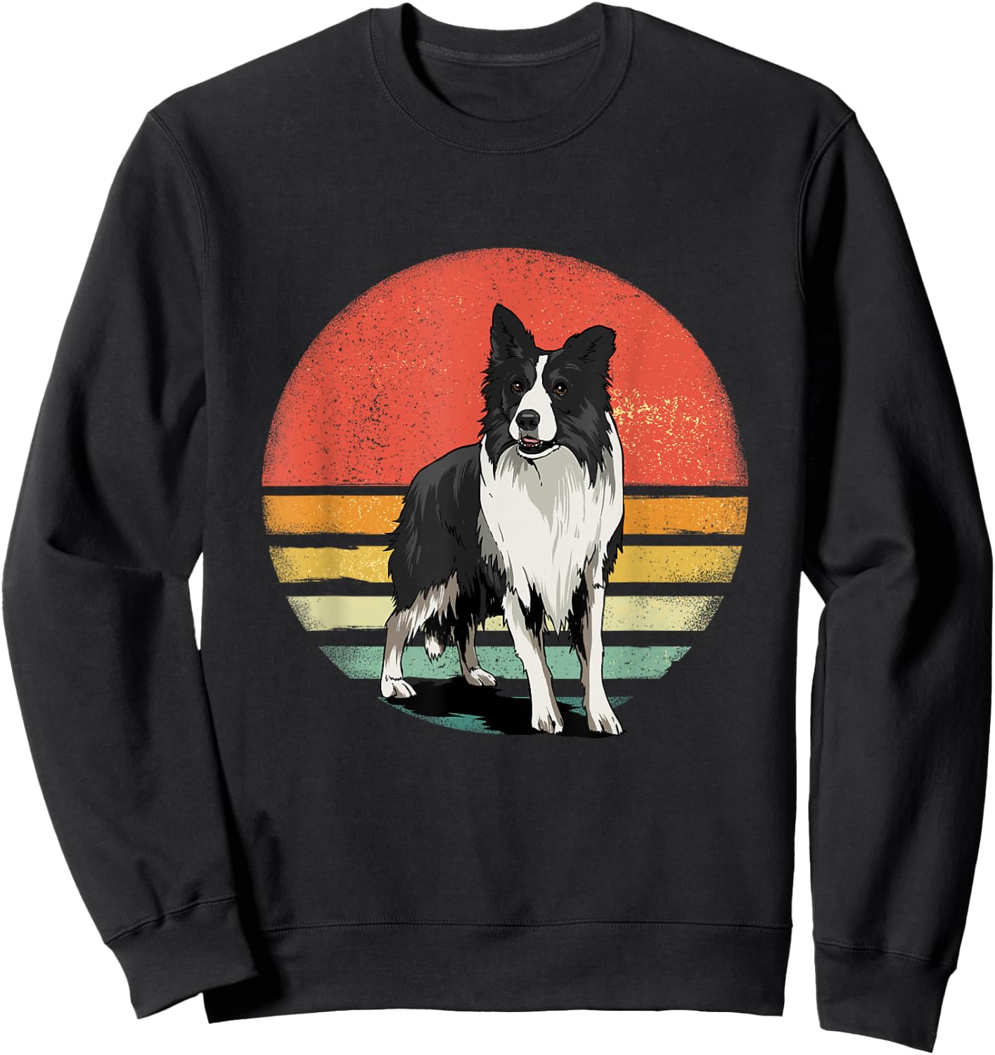 Border Collie Shirt Retro Border Collie Dog Pet Collie Lover Sweatshirt - Sweatshirt | Black