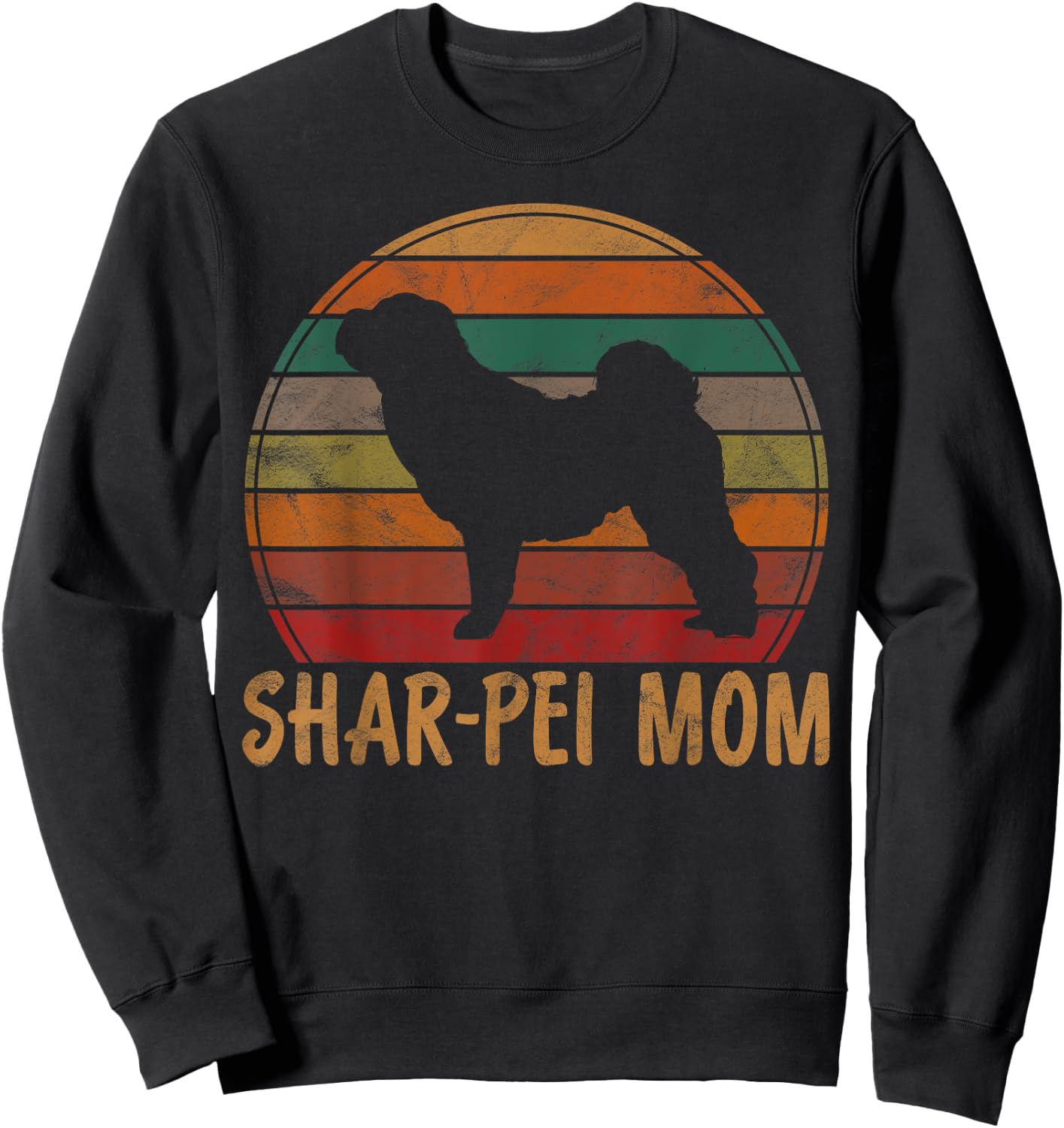 Retro Shar-Pei Mom Gift Sharpei Dog Owner Mother Pet Mama Women Girls Kids Sweatshirt - Sweatshirt | Black